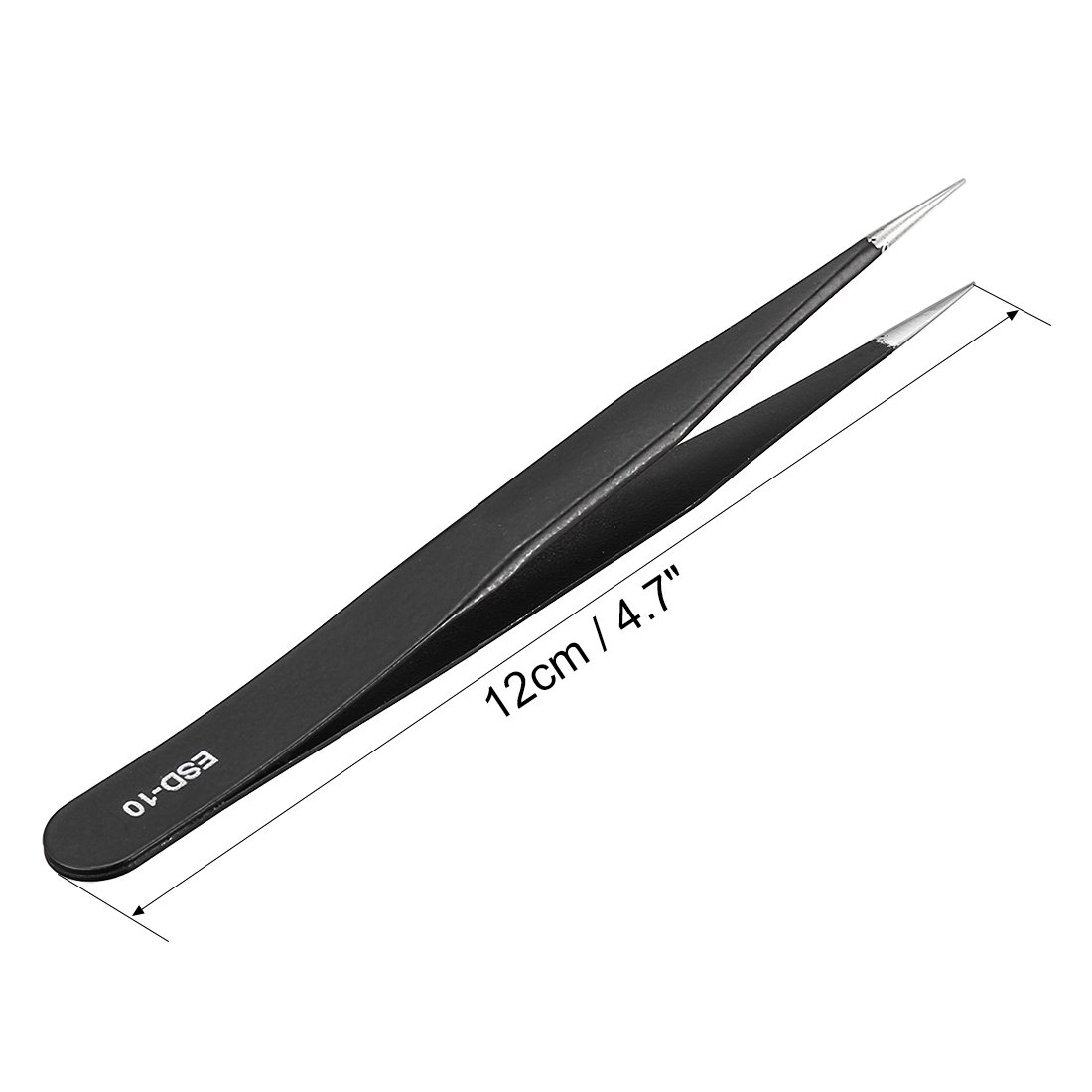 uxcell ESD-10 Anti-Static Stainless Steel Non-Magnetic Tweezers Set - 3 Pack Straight Pointed Tip Precision Tools for Electronics Repair, Jewelry Making & Crafting (4.8 Inch Length)