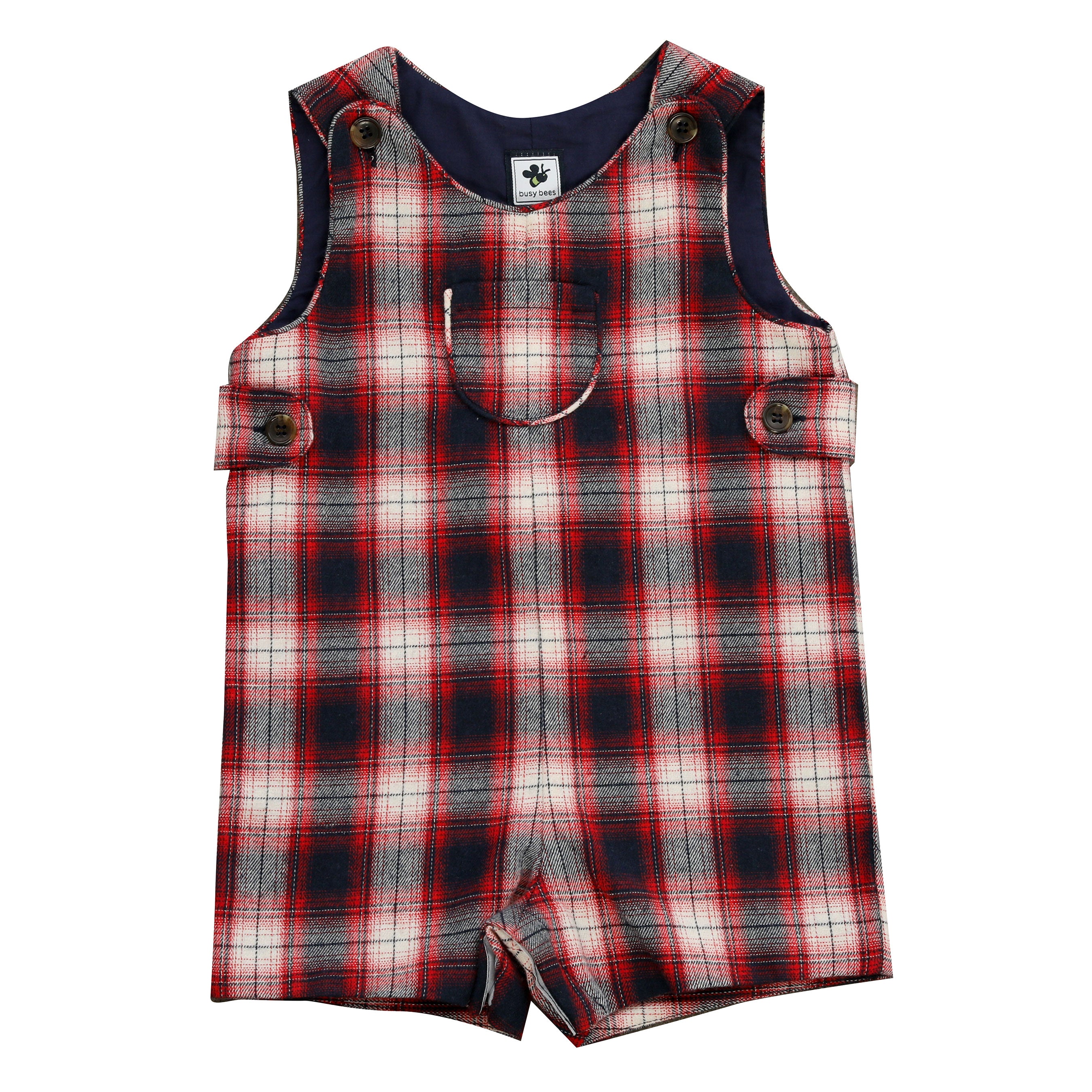 Jack Boys Classic Shortall Red Plaid - Boys' Stylish Overalls for Casual Play & Outdoor Adventures