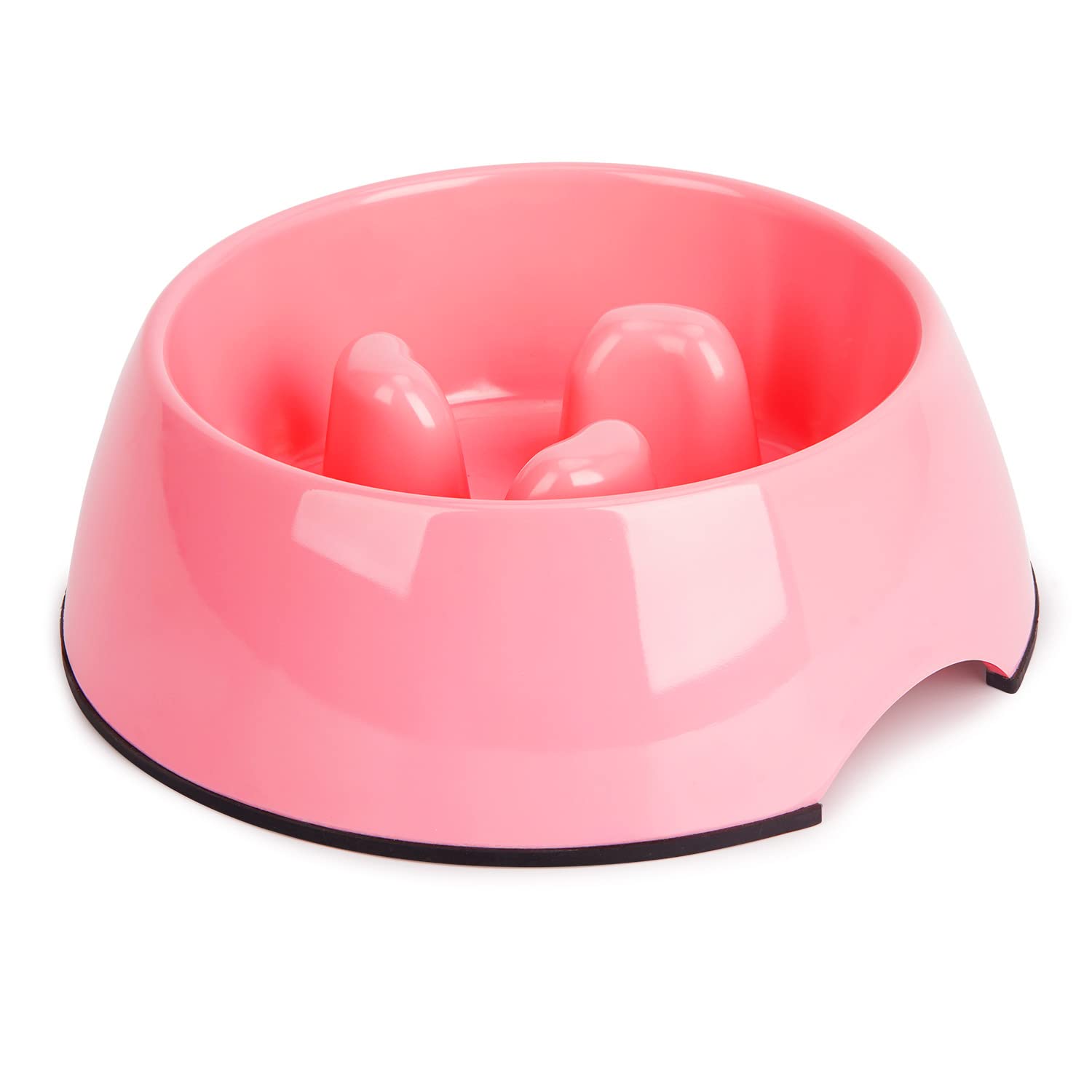 SUPERDESIGN Slow Feeder Dog Bowl - 1/2 Cup Anti-Gulping Puzzle Food Bowl for Small & Medium Dogs & Cats - Non-Slip Interactive Bloat Prevention Bowl - Rose Red - Perfect for Fast Eaters & Mealtime Enrichment