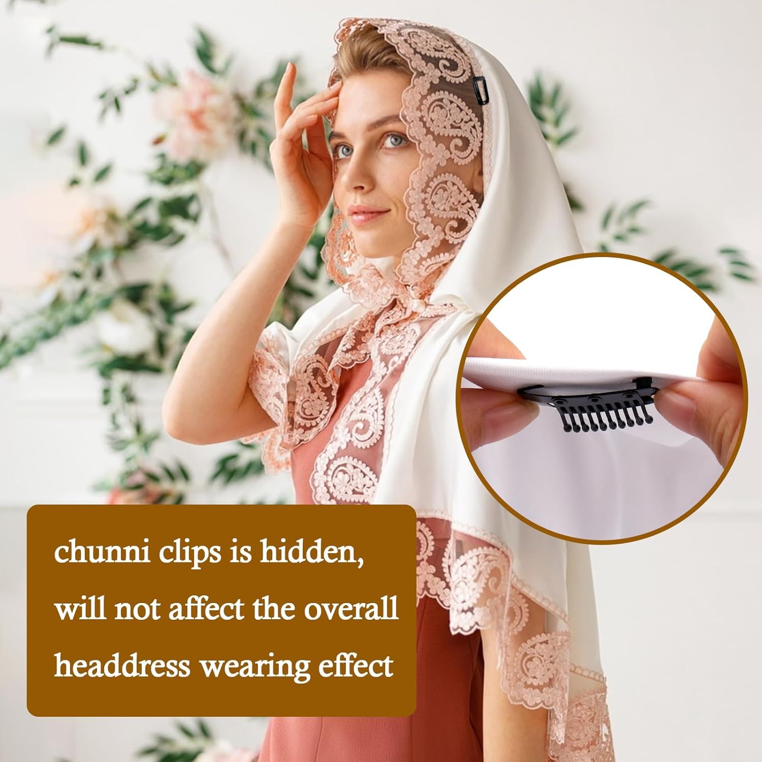 INHEAVEN 4pcs Strong Dupatta Clips with Safety Pins - Secure Chunni Grip for Women's Indian Attire (Black) | Perfect for Sarees, Lehengas & Wedding Outfits