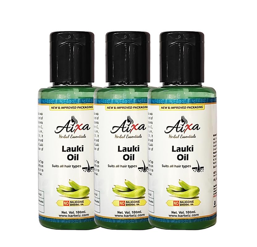 Aixa Lauki Hair Growth Oil - 100% Natural Ayurvedic Treatment for Strong, Long & Shiny Hair | 100ml Bottle (Pack of 3) | Perfect for Daily Hair Care & Scalp Massage