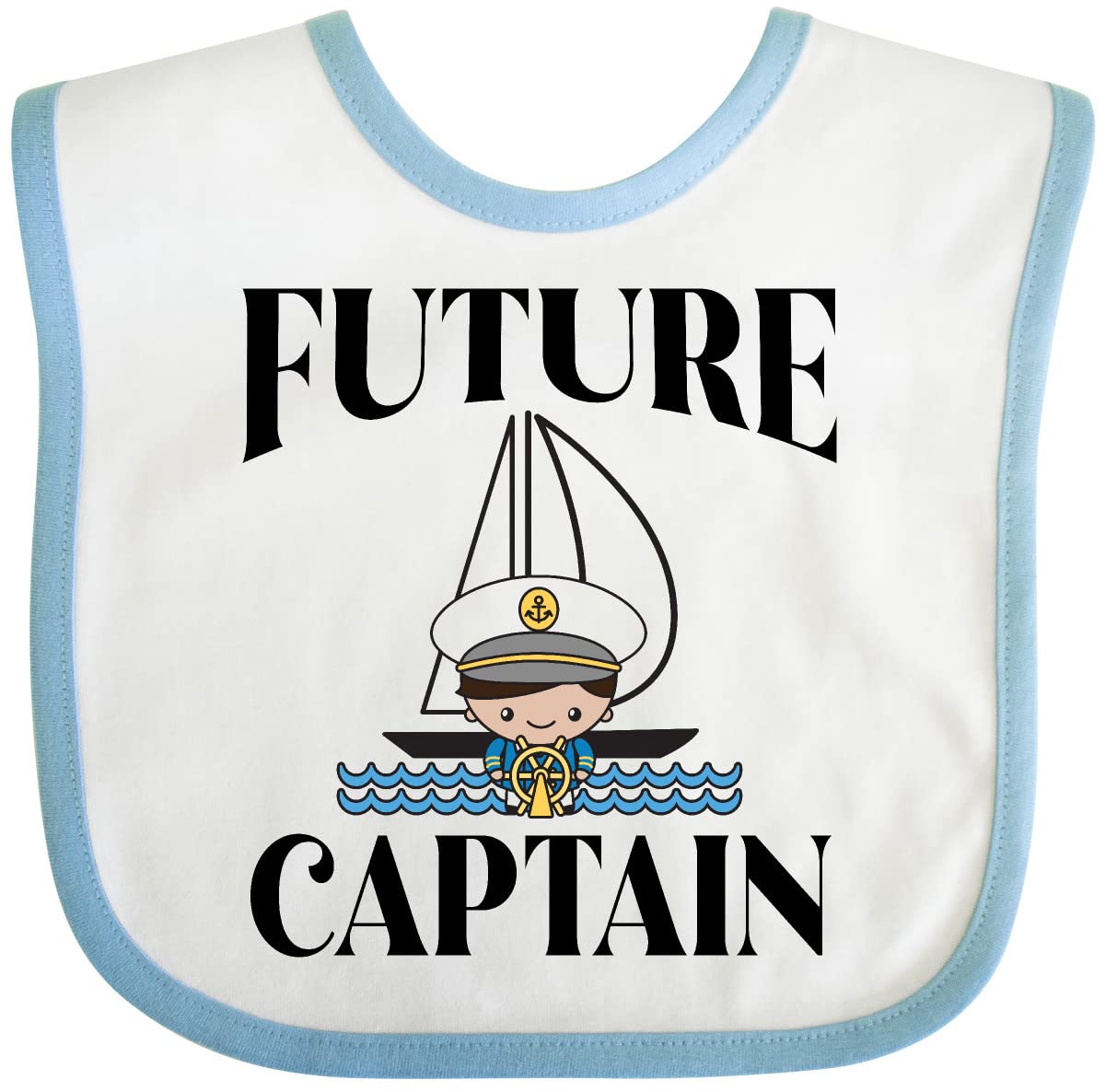 Inktastic Adorable Baby Boy Sailing Captain Outfit Bib - Soft Cotton Drool Bib for Newborns & Infants - Perfect for Nautical Theme Parties, Photo Shoots & Everyday Wear