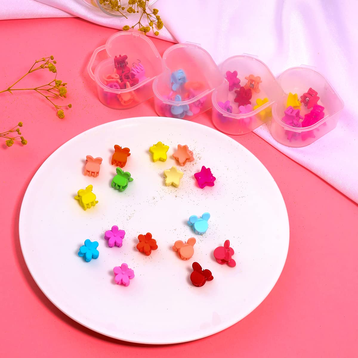 Melbees by Yellow Chimes 40-Piece Mini Hair Claw Clips for Girls & Kids - Colorful Small Hair Clips for Girls, Babies & Toddlers - Perfect for School, Parties & Everyday Hairstyles