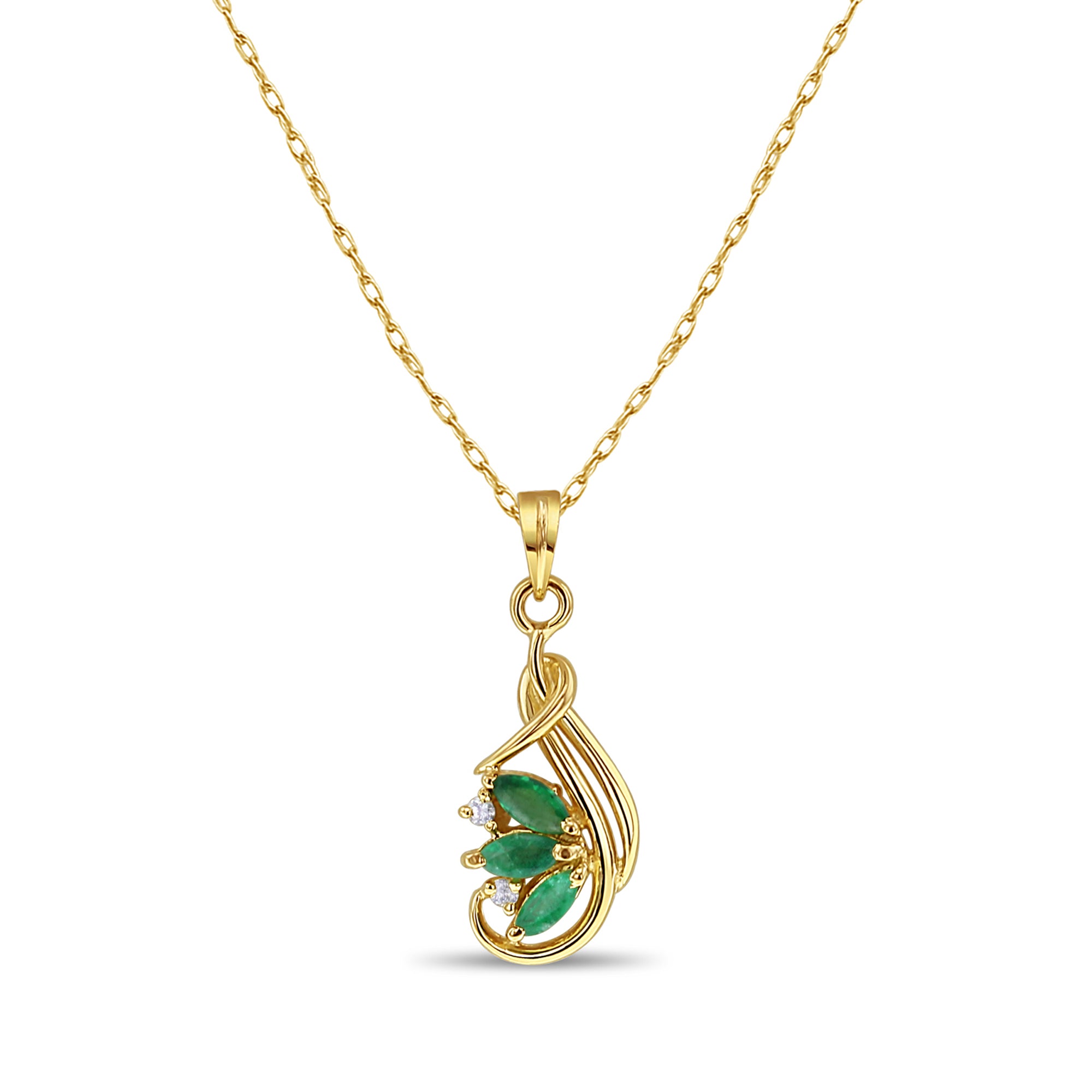 Exquisite Marquise Emerald and Diamond Pendant Necklace for Women - Elegant Jewelry Gift for Wedding, Anniversary & Special Occasions