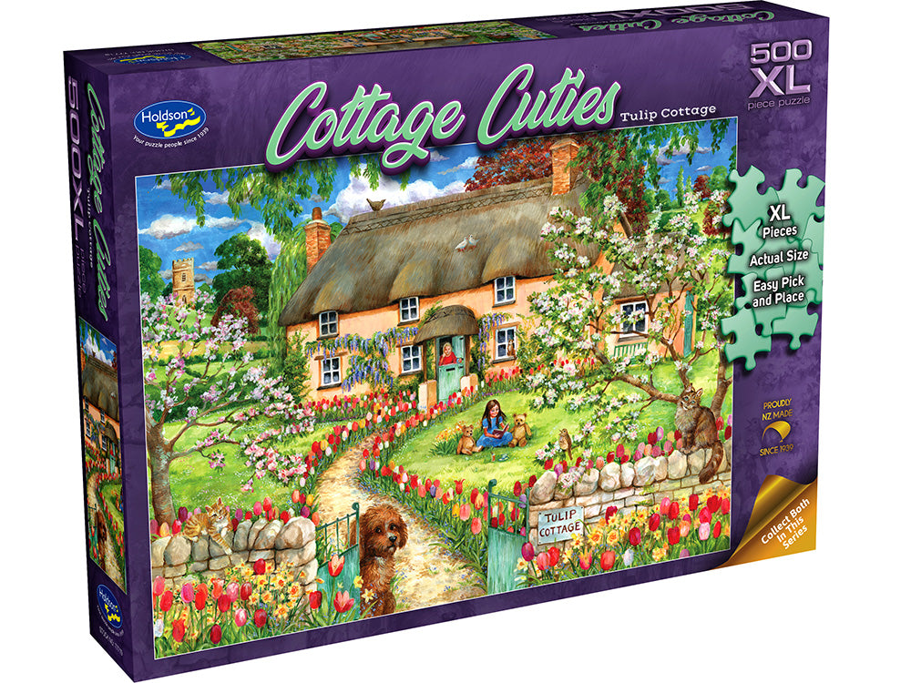 Holdson 500-Piece XL Jigsaw Puzzle - Rose Cottage Landscape - Perfect for Family Game Night & Stress Relief