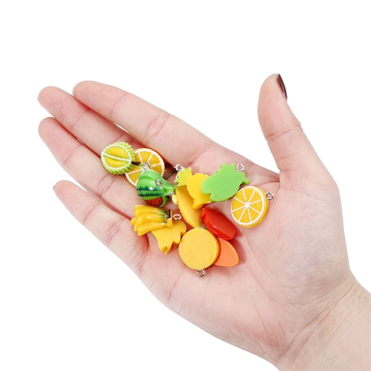 10Pcs/Pack Cute Fruit & Vegetable Resin Pendants - DIY Jewelry Making Supplies for Bracelets, Necklaces, Earrings - Perfect for Kids Crafts, Party Favors & Handmade Gifts