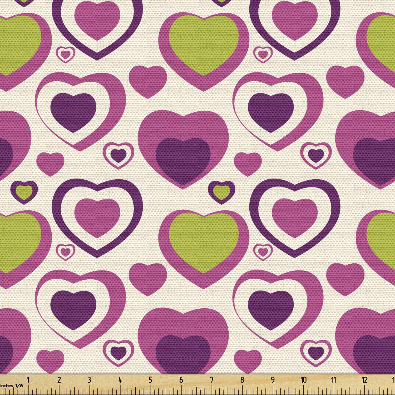 Ambesonne Hearts Fabric by The Yard - Pastel Tone Love Theme Decorative Fabric for Upholstery, Home Decor & DIY Crafts (10 Yards, Dark Magenta Purple) | Perfect for Romantic Bedroom Curtains, Throw Pillows & Wedding Decorations