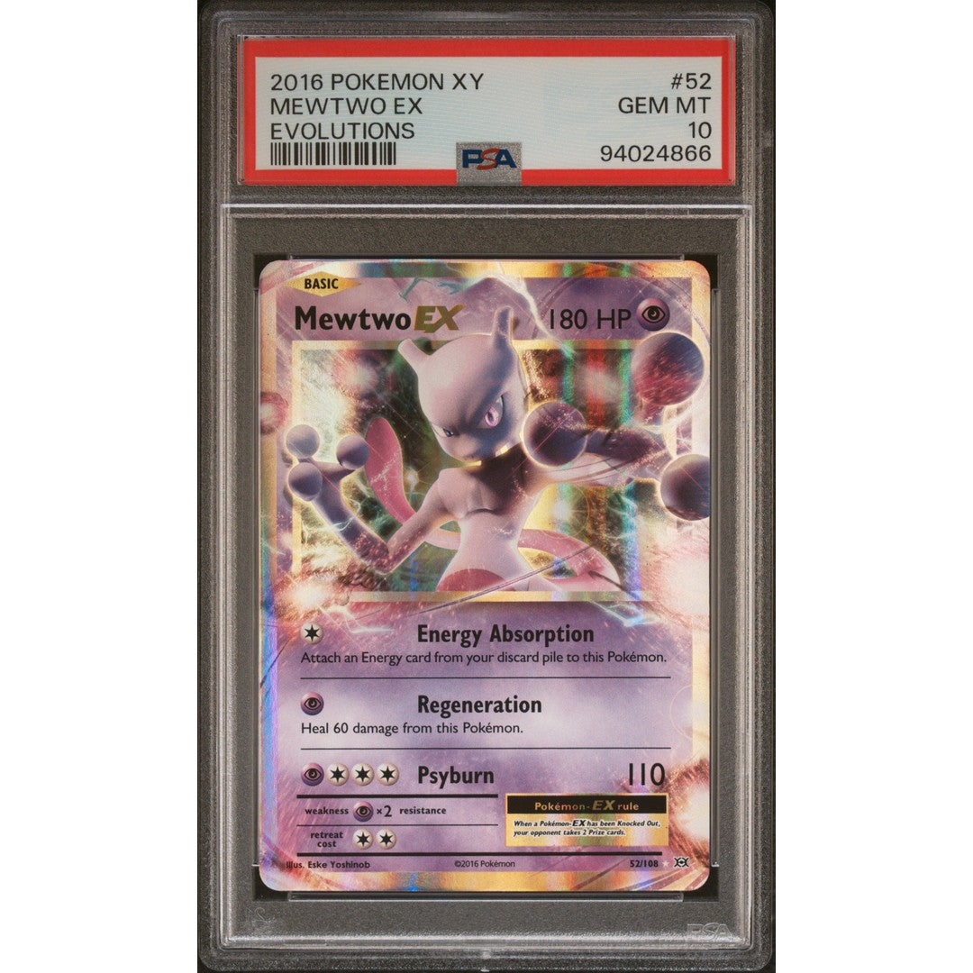 2016 Pokemon Evolutions Mewtwo 52/108 PSA 10 Graded Card - Rare Collectible for Pokemon TCG Fans & Investors | Perfect for Display, Gaming, and Trading