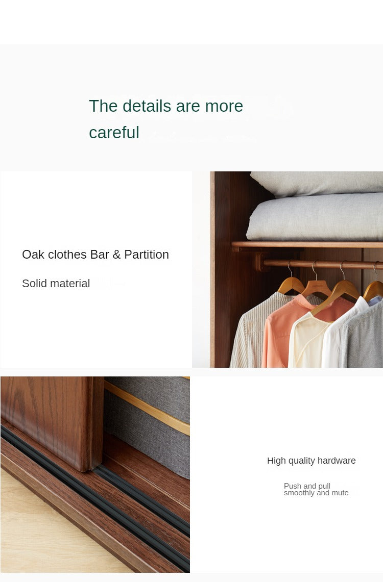 Solid Oak Wood Sliding Door Wardrobe Closet - Modern & Spacious Storage for Bedroom, Walk-In Closet, or Living Room Organization