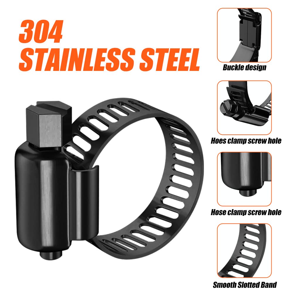 20pcs Black Stainless Steel Hose Clamps 3/4