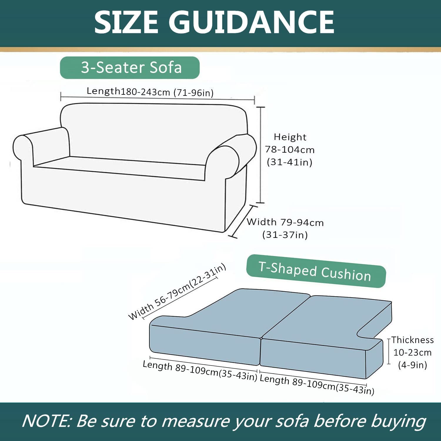 Stretch Sofa Cover 3-Piece Set with 2 T-Cushion Covers - Jacquard Knit Slipcover Furniture Protector for Couches & Sectionals - Home Decor Living Room Upgrade (Beige) | Perfect for Pet Owners, Family Gatherings & Daily Use
