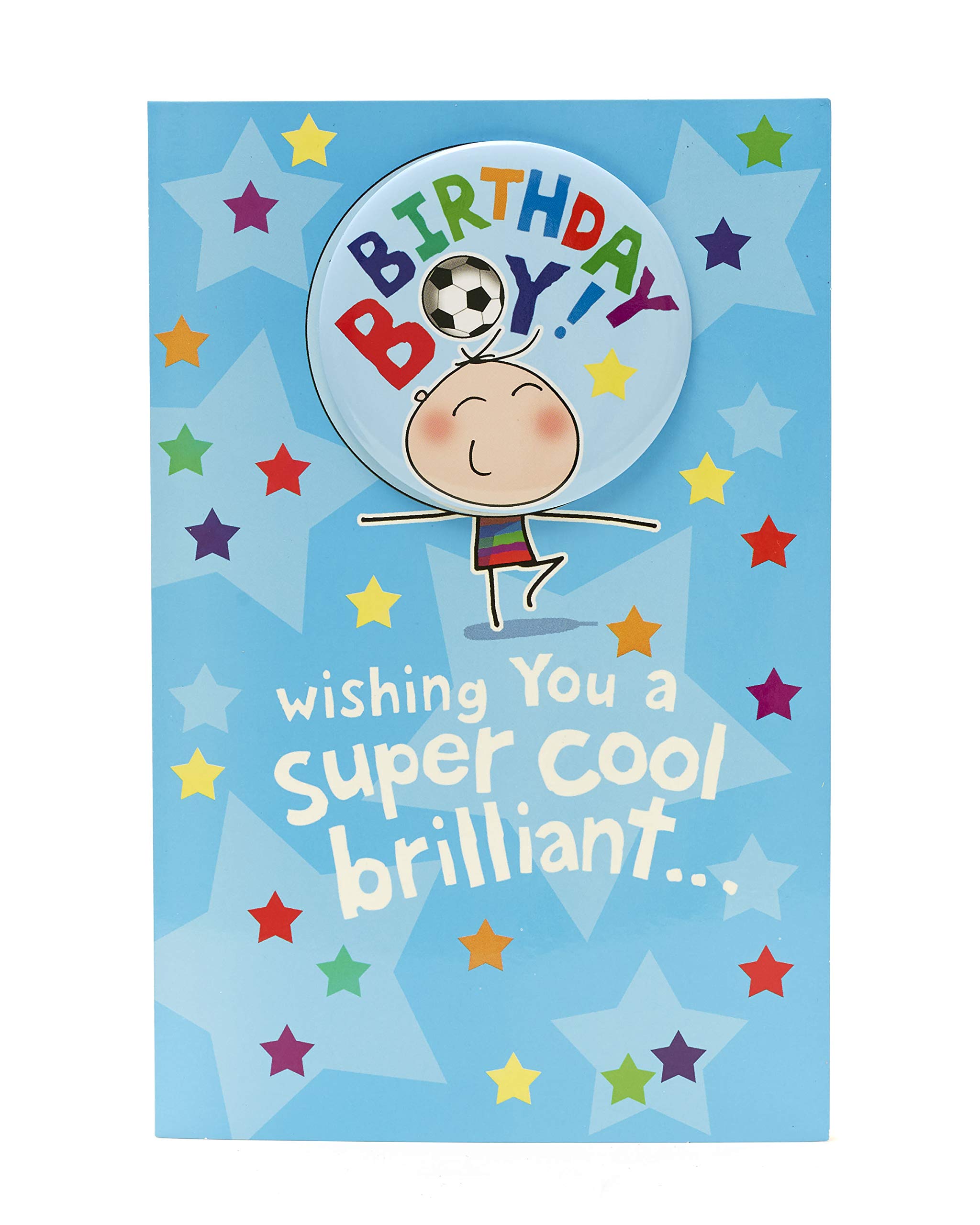 Birthday Card for Boys - Fun Kids Birthday Greeting Card with Badge Design in Red, Blue, Green & Beige | Perfect for Son's Birthday, Grandson's Special Day & Children's Party Invitations