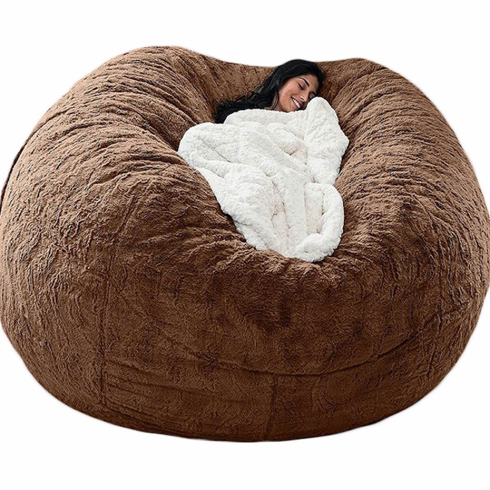 QDY Giant Bean Bag Cover (Cover Only) - 5/6/7ft Soft Fluffy Lazy Sofa Bed for Living Room, Durable Oversized Beanbag Chair - Perfect for Lounging, Gaming & Relaxing in Bedroom, Dorm or Family Room