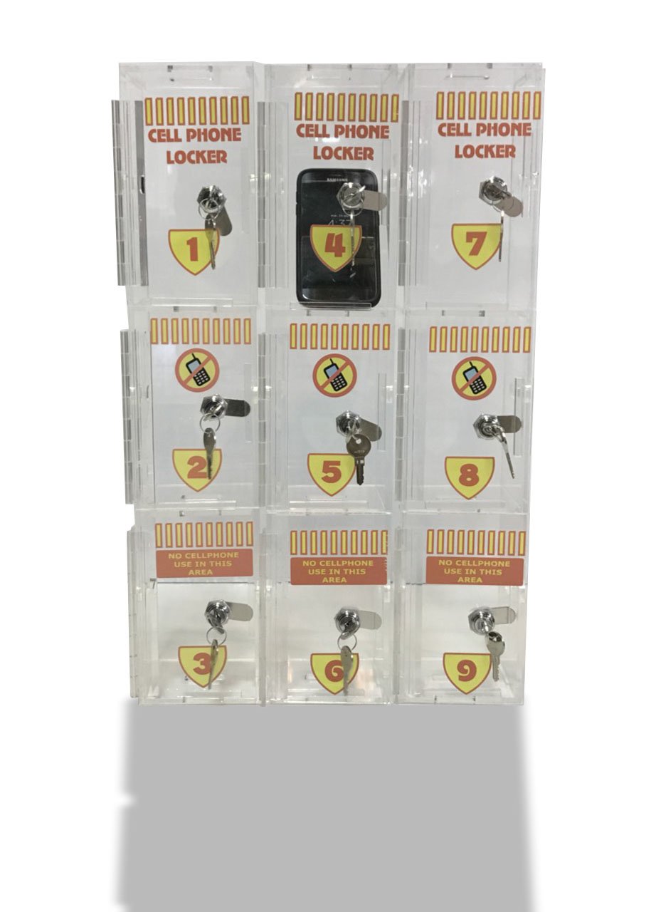 Wall Mounted Acrylic Cell Phone Locker - 3 Pack Organizer for Classroom, Office, or Home Storage | Secure Smartphone Holder with Clear Design