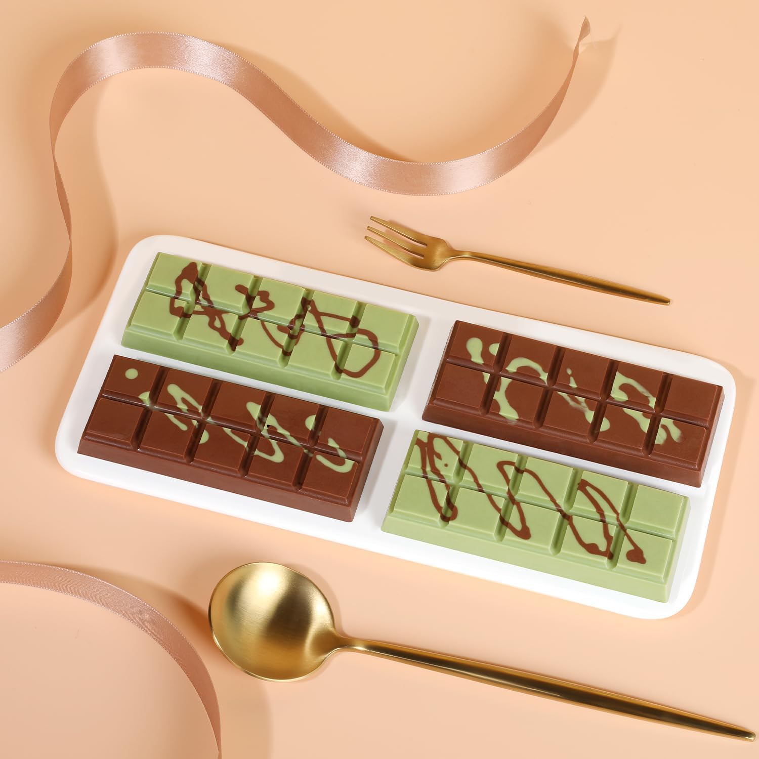 Premium Non-Stick Silicone Chocolate Bar Molds - Set of 2, Food Grade Deep Chocolate Bar Molds for Milk Chocolate, Pistachio & Dubai-Style Chocolate Bars - Perfect for Home Baking, Candy Making & DIY Chocolate Gifts