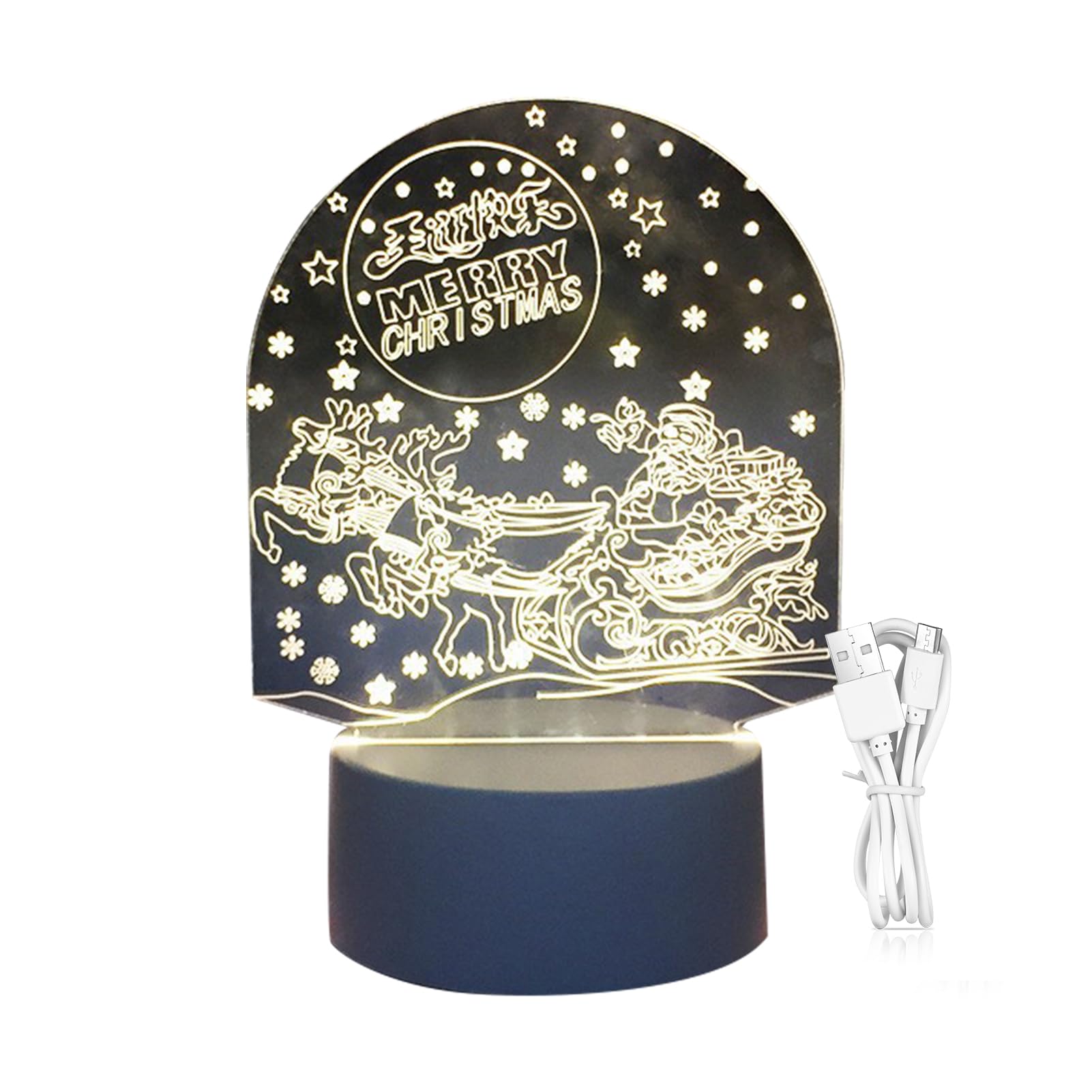 Acrylic Christmas Night Light - Decorative Bedside Lamp for Living Room, Bedroom & Kids Room | Festive Holiday Home Decor for Christmas & Winter Season