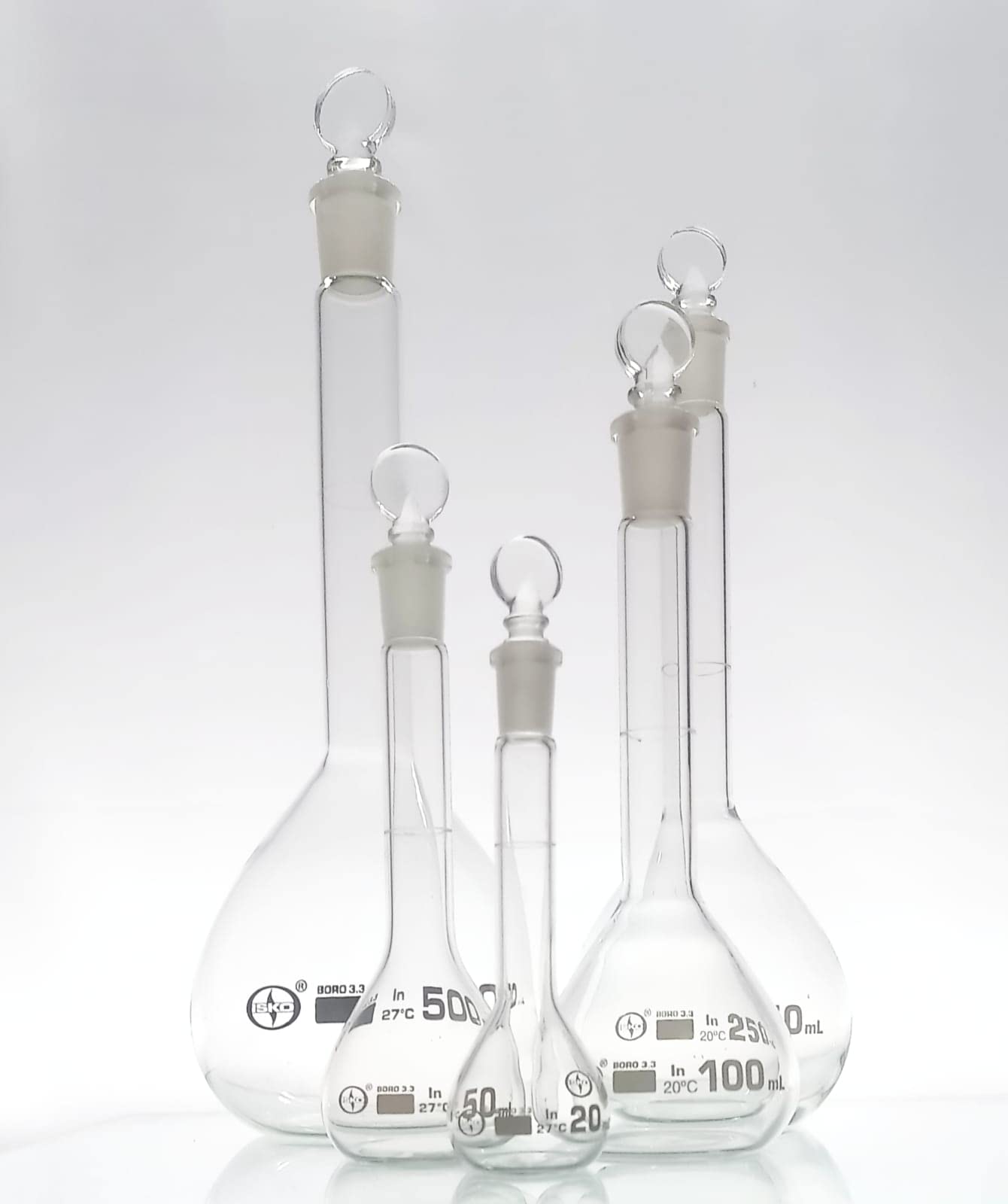 ISKO® Laboratory Volumetric Flask with Glass Stopper - 5ml Borosilicate Glass Measuring Flask for Chemistry Lab (Class B, 2mm Thickness, 10/19 Socket) - Set of 2 - Perfect for Precise Liquid Measurements in School Labs & Research Experiments