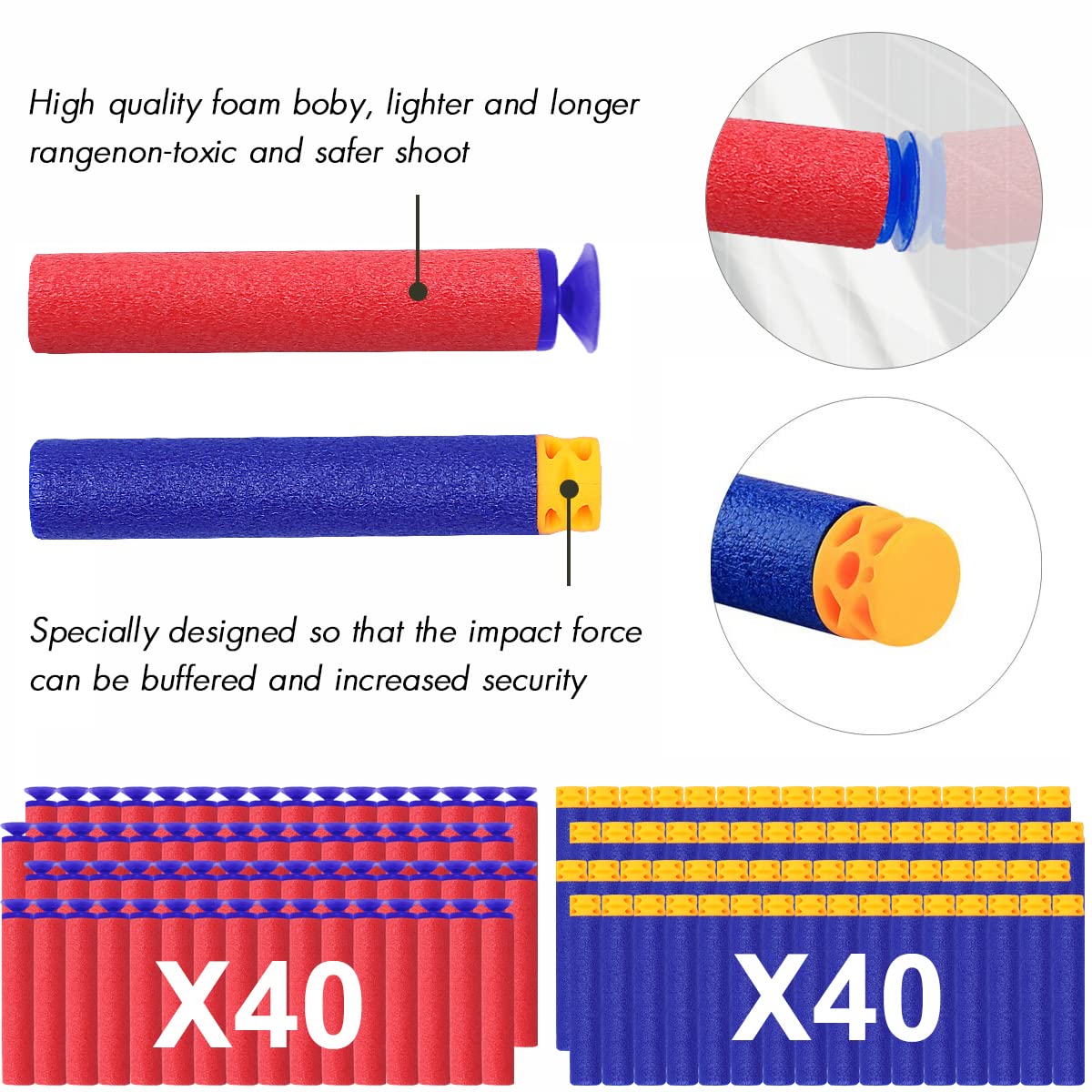 POKONBOY 4 Pack Foam Blaster Guns - Compatible with Nerf Guns & Bullets, Toy Guns for Boys & Girls with 80 Pack Refill Darts - Fun Hand Gun Toys for Kids Ages 6-8 - Perfect for Birthday Gifts, Christmas Presents & Outdoor Nerf Battles
