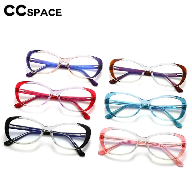 CCspace Women's Full Rim Small Oval Polycarbonate Eyeglasses Frame 301422 - Lightweight & Durable for Work, Reading & Everyday Use