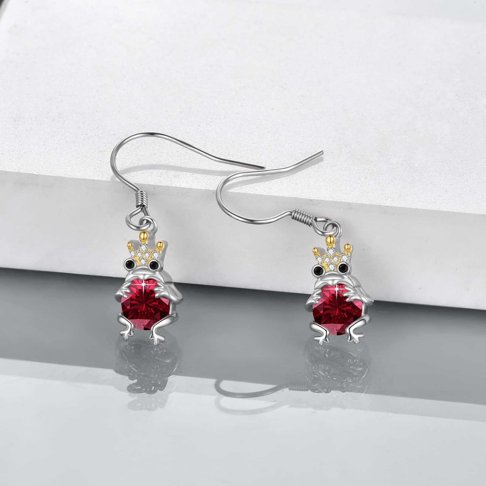 POPKIMI Sterling Silver Frog Earrings - S925 July Birthstone Jewelry, Cute Frog Earrings for Women, Unique Birthday Gifts for Daughter & Granddaughter | Perfect for Everyday Wear, Special Occasions & July Birthdays