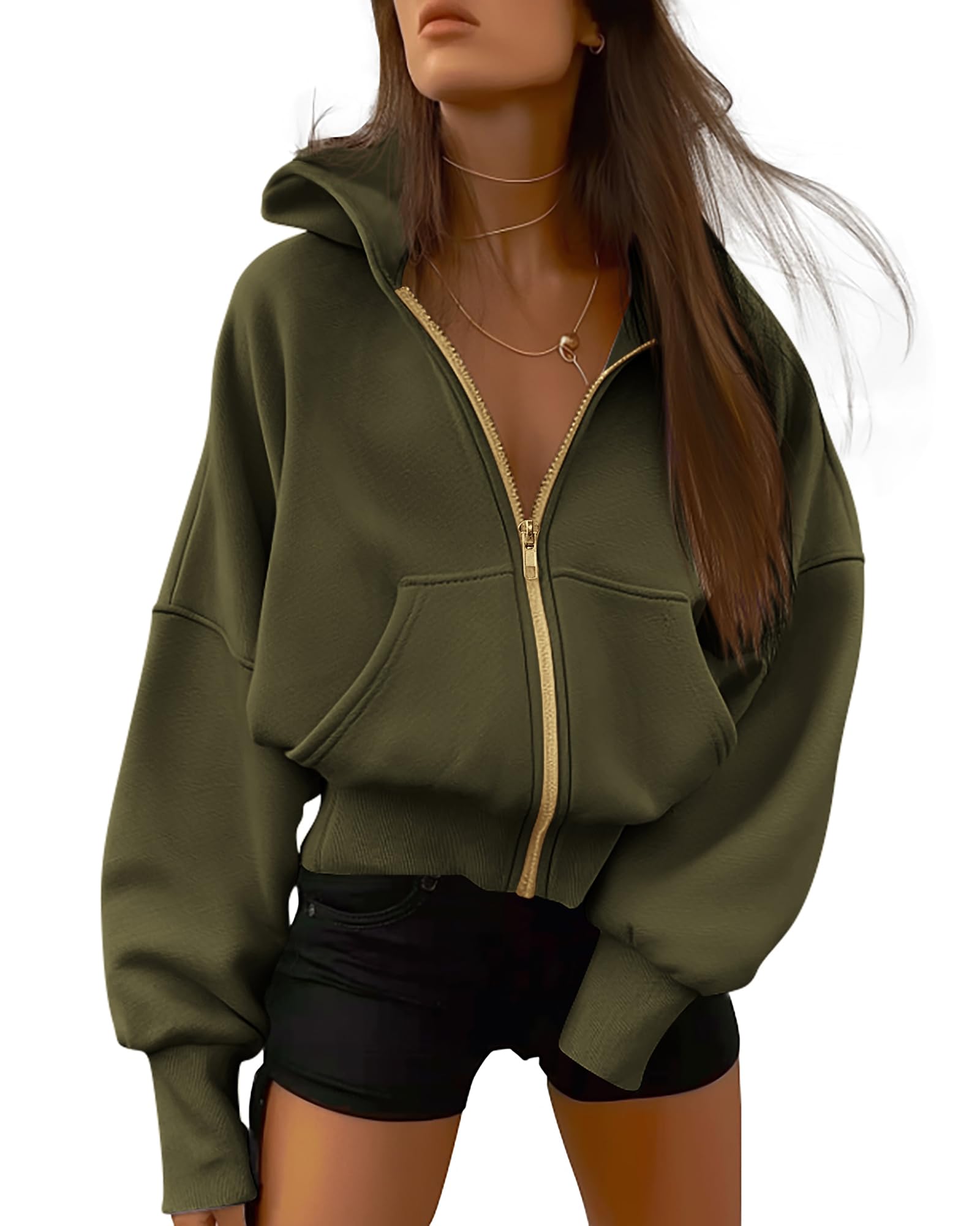 BTFBM Women's Zip Up Hoodies - Long Sleeve Fleece Sweatshirt with Hood | Y2K Fashion Trend 2025 | Cozy Fall & Winter Outerwear for Casual Wear, Street Style & Layering