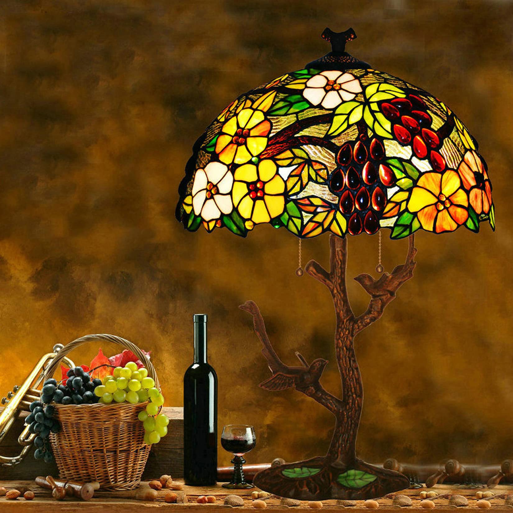 Vintage Tiffany Stained Glass Table Lamp - 16