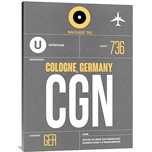Naxart Studio 'CGN Cologne Luggage Tag II' Stretched Canvas Wall Art - 36x48 Inches Large Modern Home Decor for Living Room, Bedroom & Office