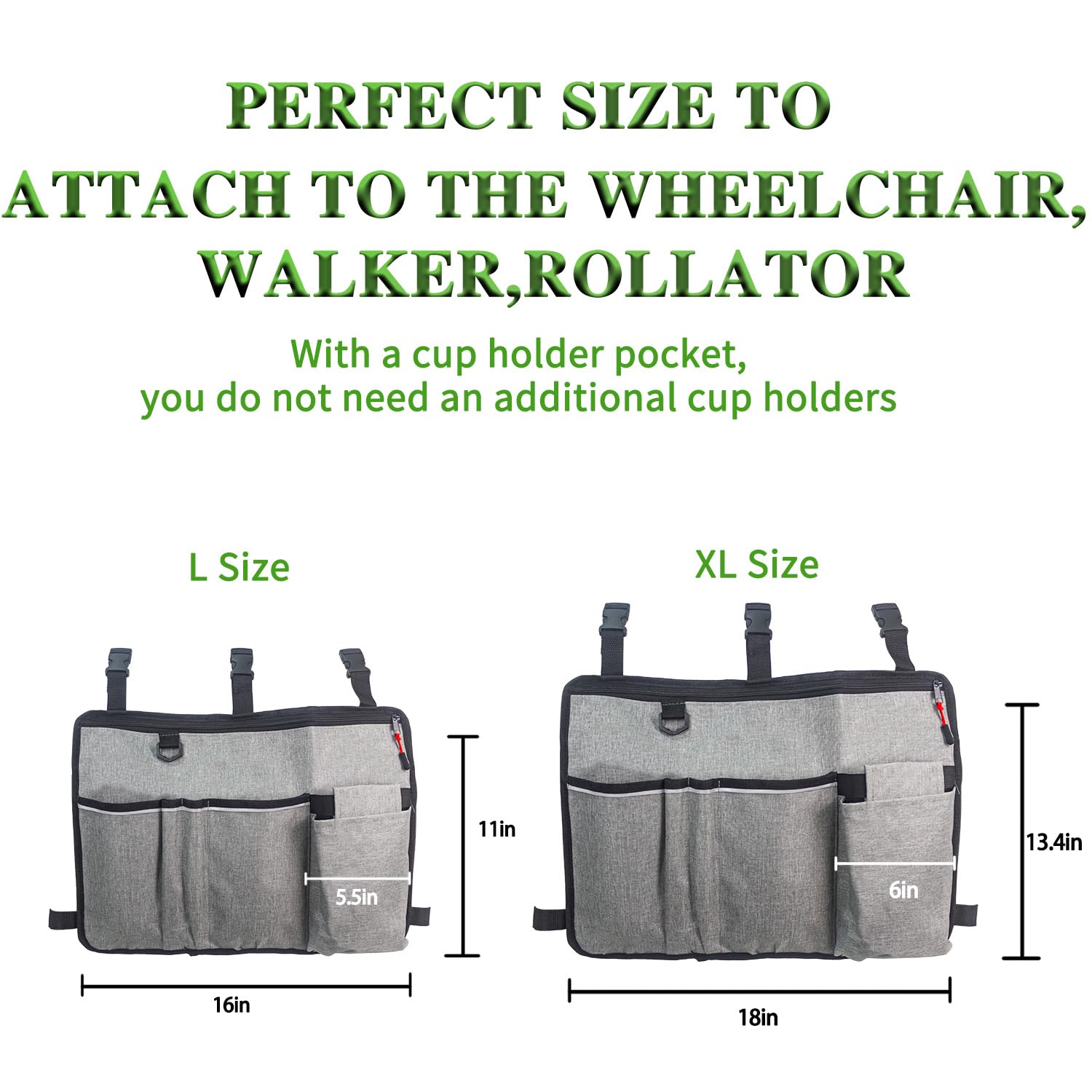 **Walker Basket Bag with Cup Holder - Durable Walker Accessories for Seniors - Fits Folding Walkers, Rollators & Scooters - Perfect for Shopping, Travel & Daily Use**