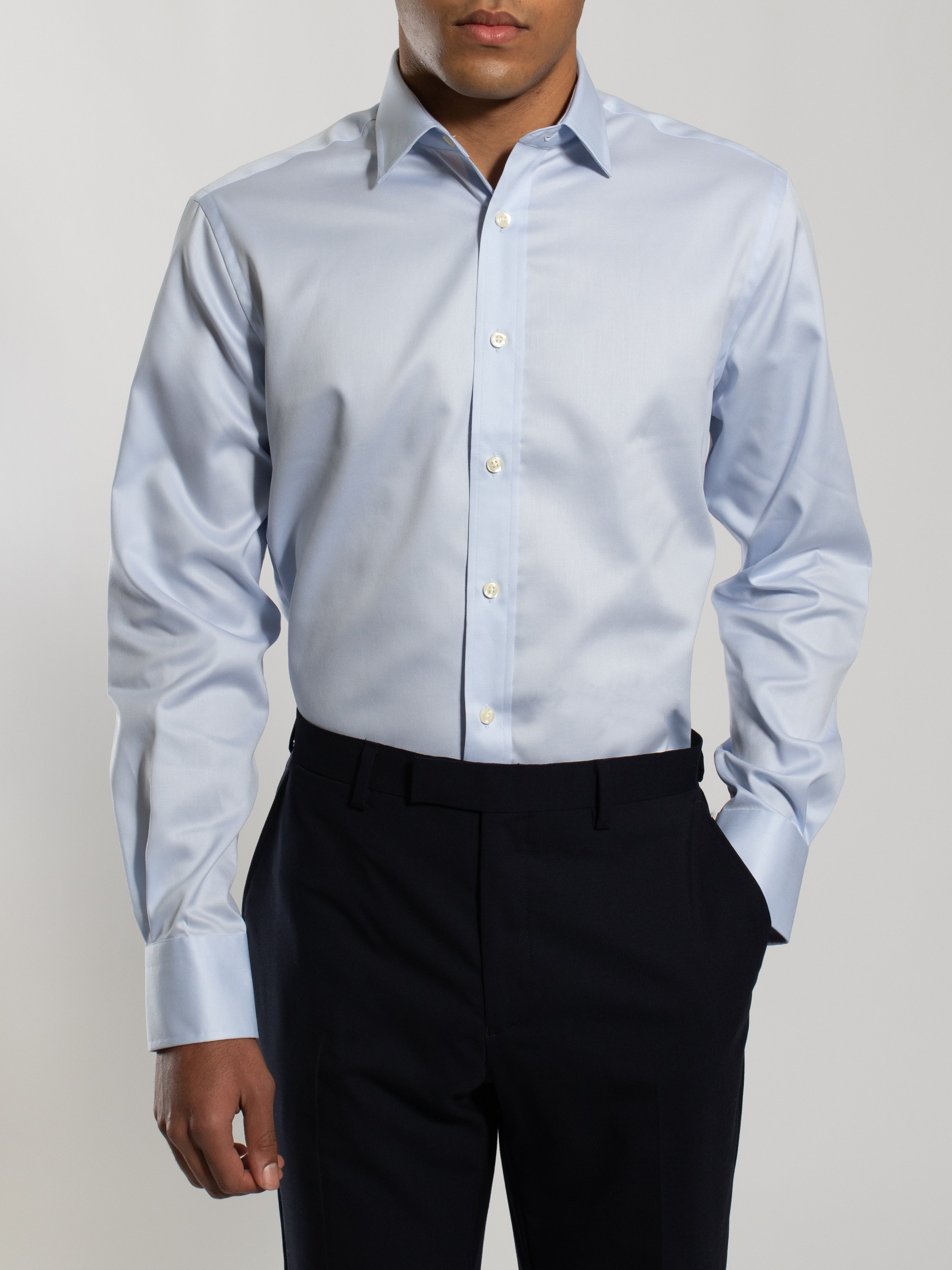 Blue Micro Twill Shirt for Men - Contemporary Fit Casual Button Down Shirt | Perfect for Office, Business Meetings & Smart Casual Outfits