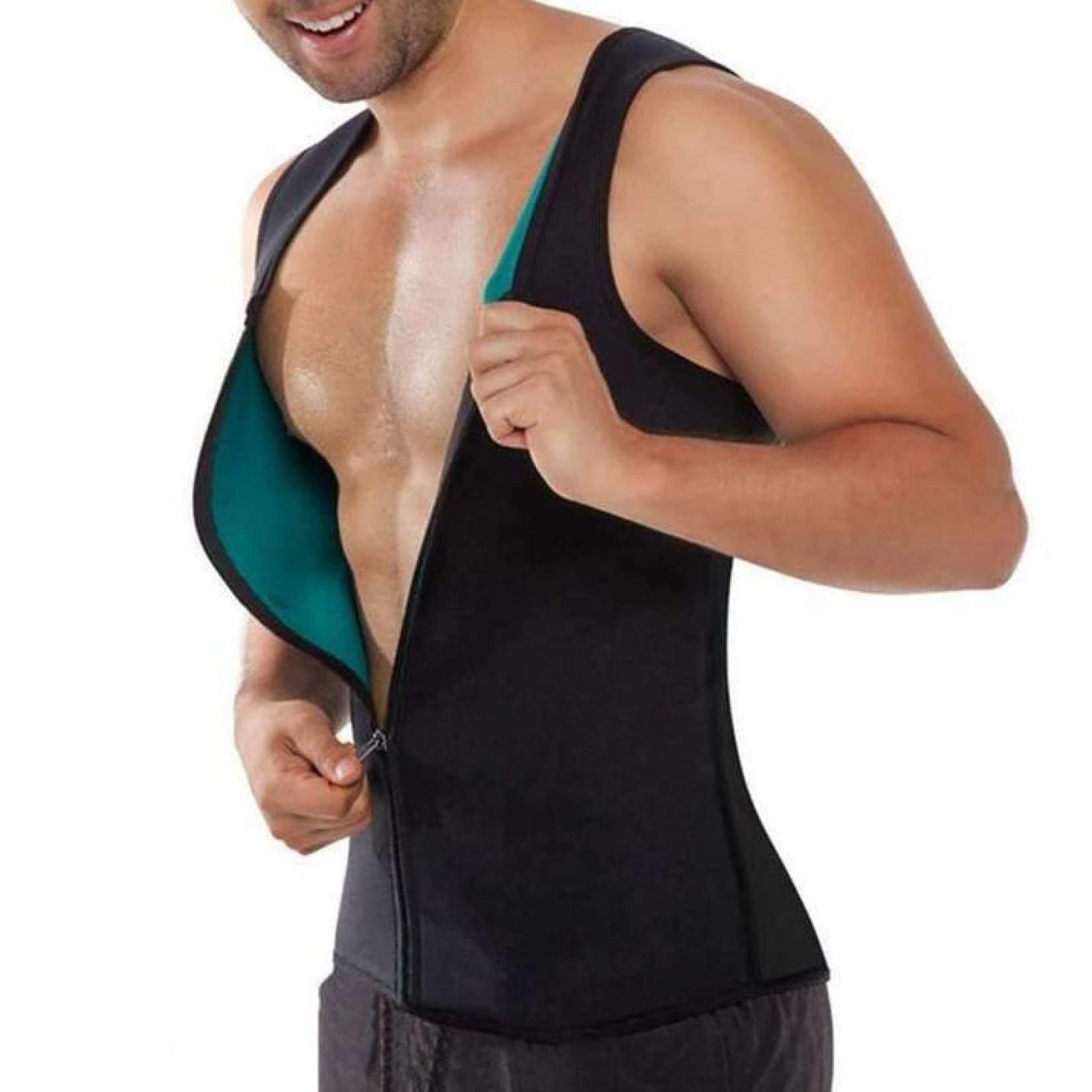ChyJoey Men's Workout Sauna Vest - Zipper Sweat Fat Burning Fitness Vest for Weight Loss & Body Shaping - Ideal for Gym, Running, and Home Workouts
