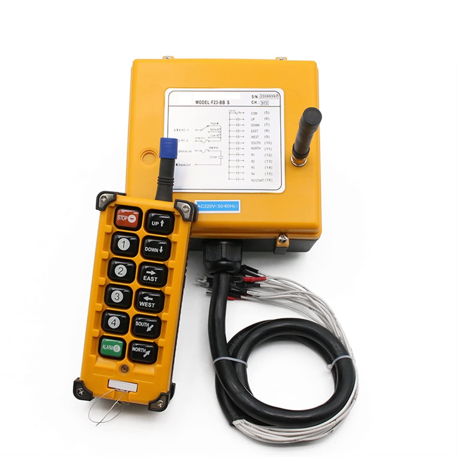 F23-BB S Industrial Wireless Remote Control Switch with Universal Receiver & Transmitter - 24V Speed Hoist & Crane Controller for Industrial Use | Perfect for Construction, Warehousing, and Heavy Equipment Operations