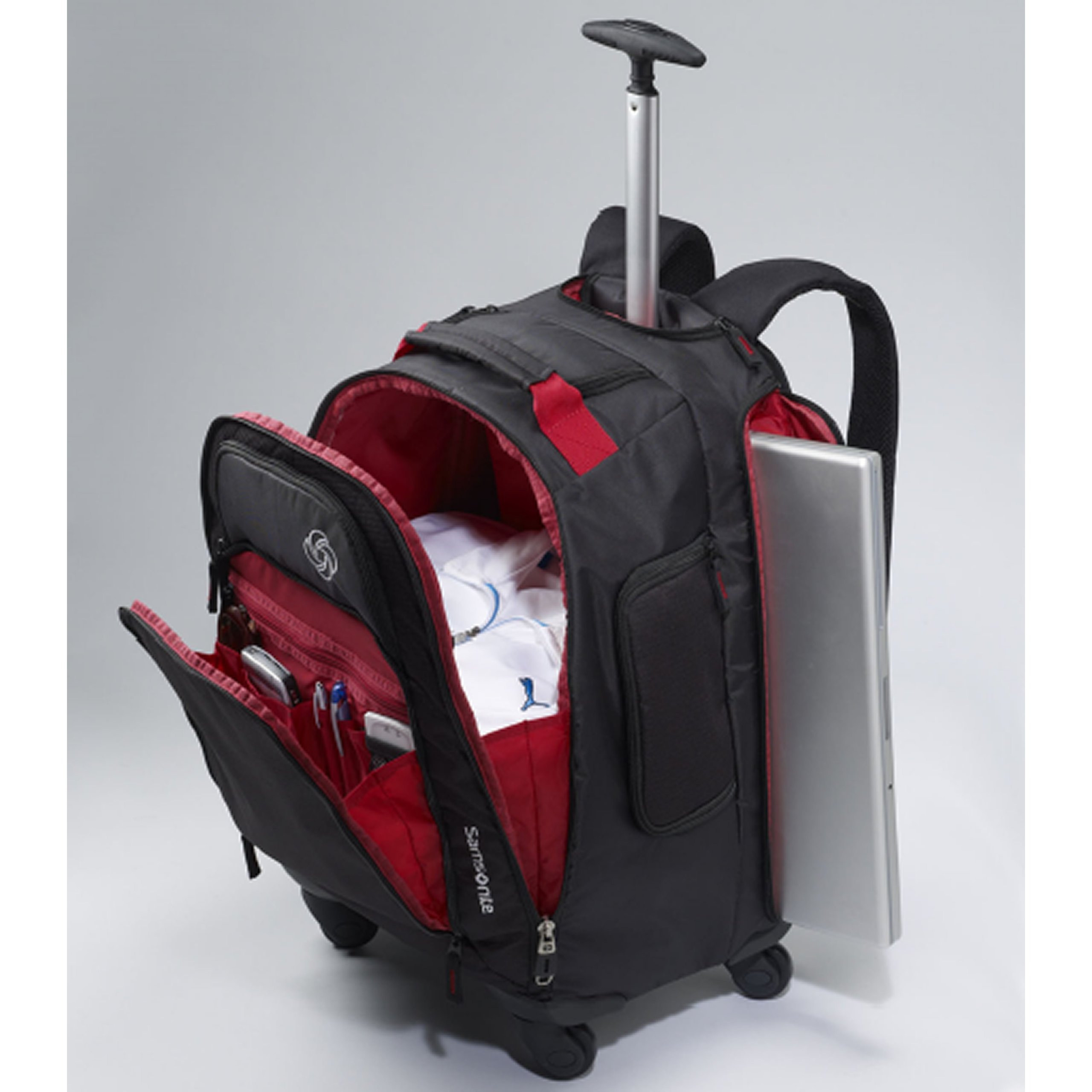 Samsonite MVS Rolling Backpack 19-Inch Business Travel Carry-On with Wheels - Durable Black Laptop Backpack for Work, School & Airplane (Perfect for Commuters & Frequent Flyers)