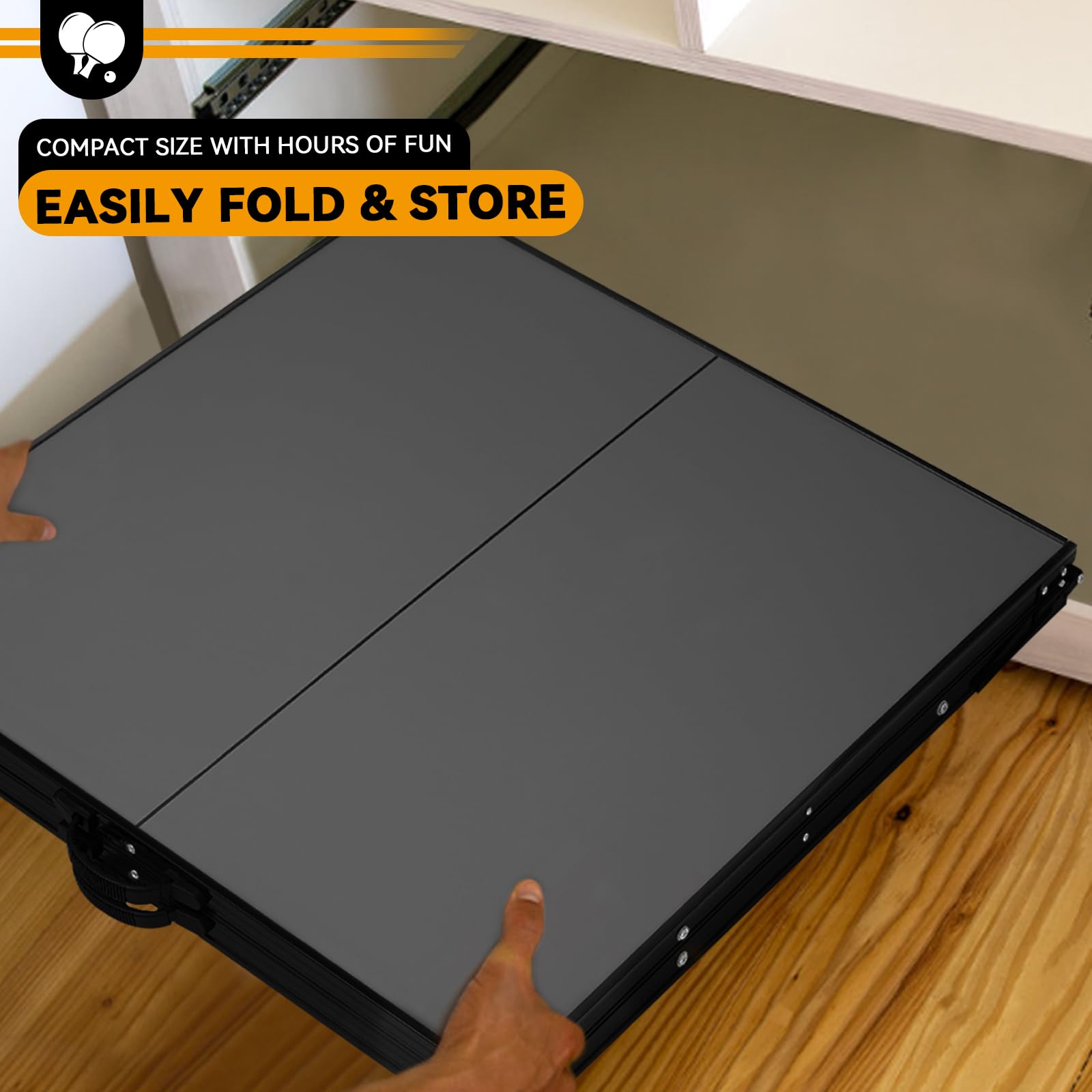 6x3 ft Portable Ping Pong Table - Indoor/Outdoor Folding Table Tennis Set with 2 Paddles, 2 Balls & Adjustable Net | Sturdy Iron Frame for Backyard, Game Room & Patio Fun