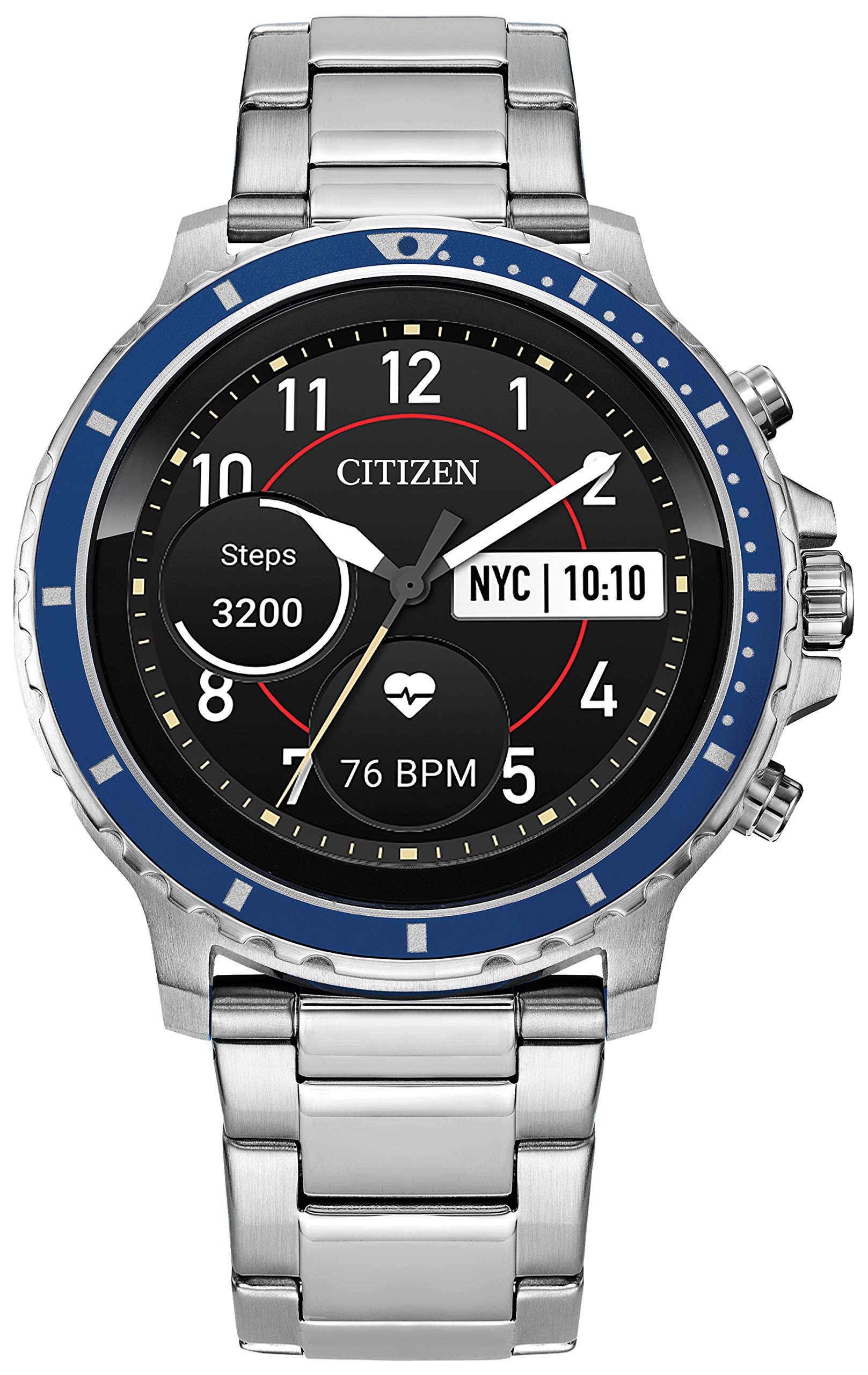 Citizen CZ Smart Stainless Steel Smartwatch with Heart Rate Monitor, GPS, Speaker & Bluetooth - Google Wear OS Smart Watch for iPhone & Android - Perfect for Fitness Tracking, Workouts & Daily Notifications