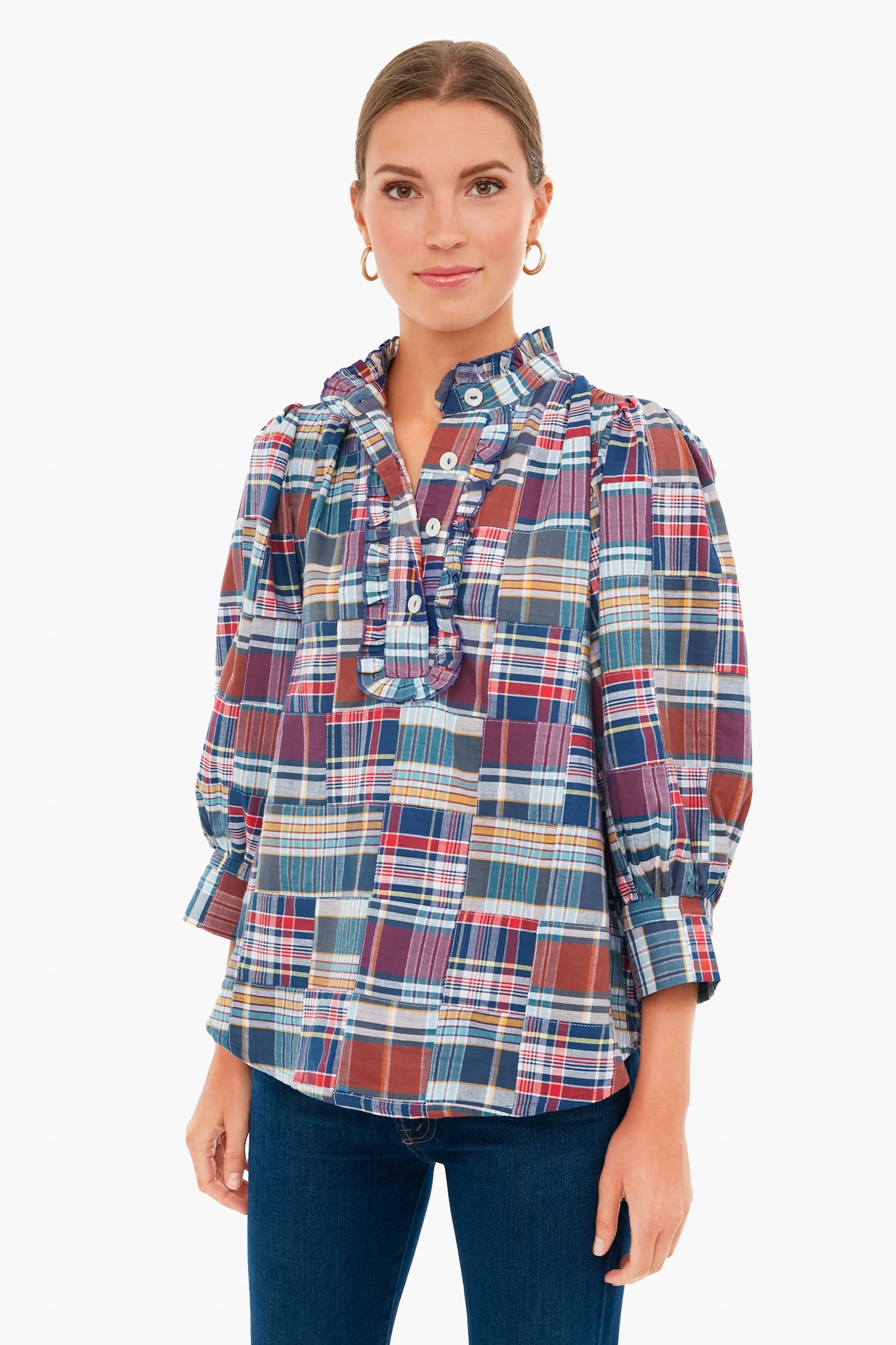 Blue Jerro Blouse for Women - Elegant Casual Tops with Floral Print | Perfect for Office Wear, Date Night & Summer Outfits