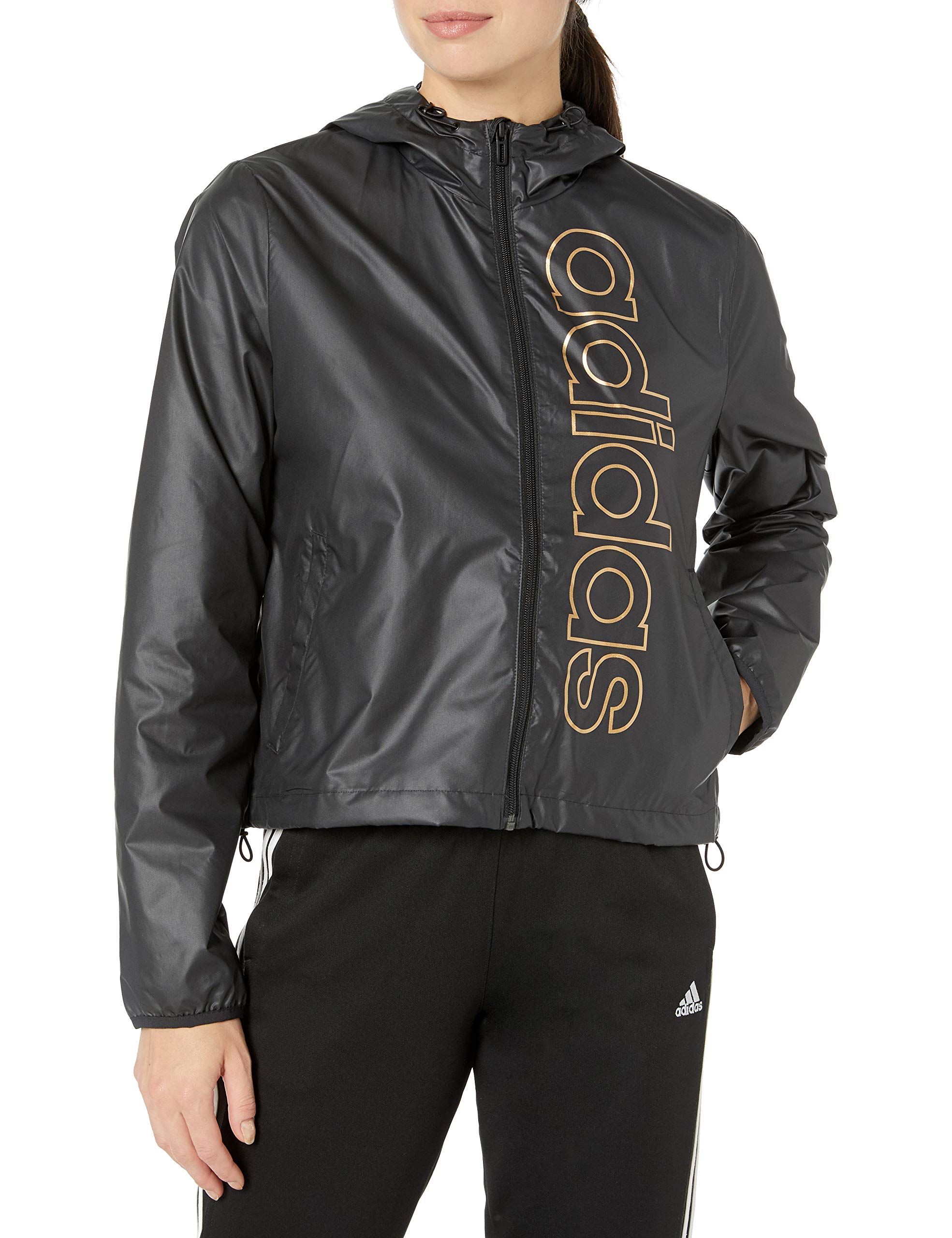adidas Women's Standard Essentials Branded Windbreaker Jacket - Lightweight Waterproof Running & Hiking Outerwear for Active Lifestyle