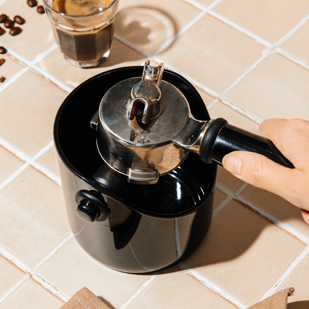 Premium Grindenstein Black Coffee Knock Bin - Durable Stainless Steel Coffee Grounds Container for Espresso Machines - Perfect for Home Baristas & Coffee Shops