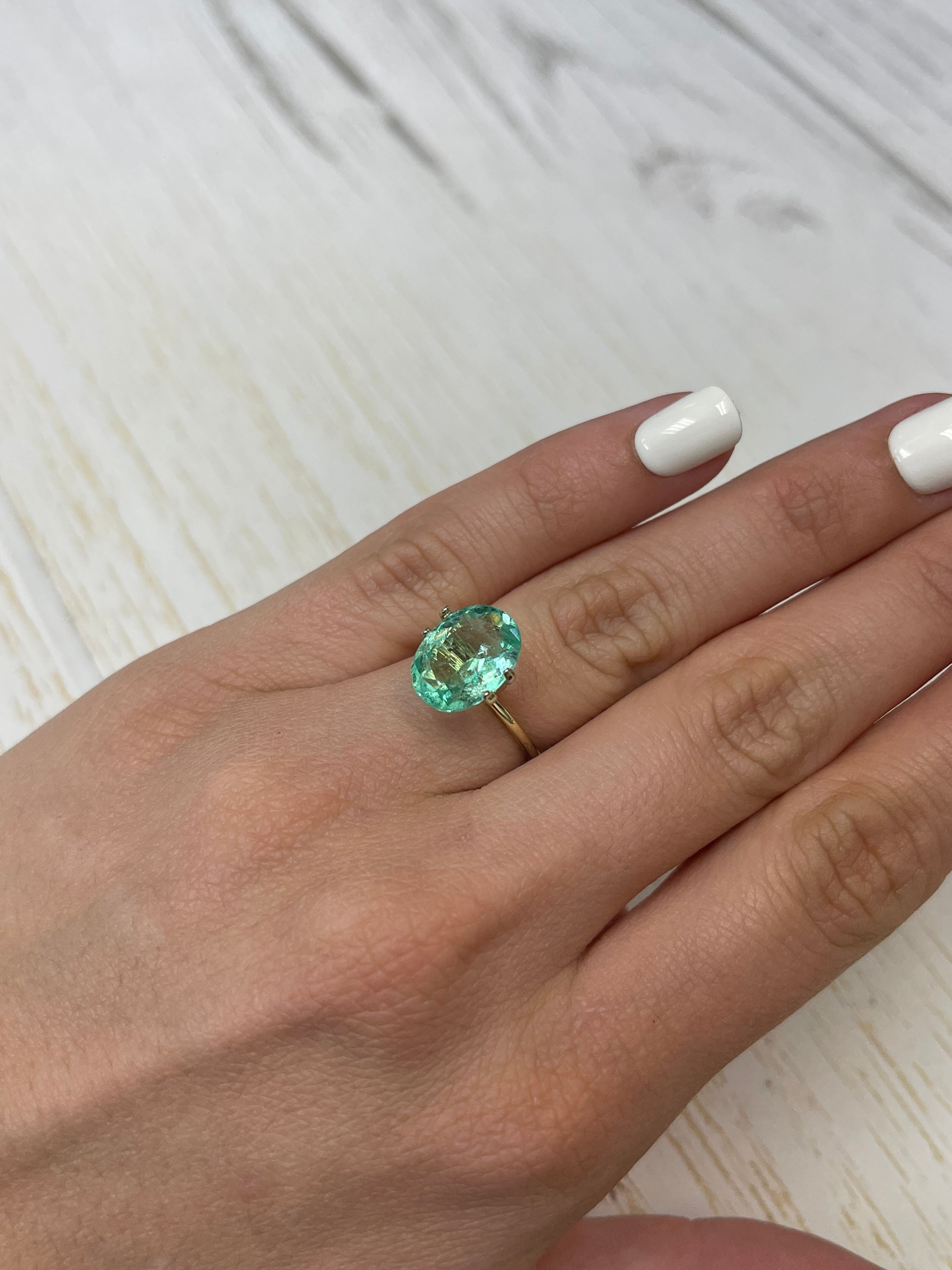 4.32 Carat 13x10mm Sea Foam Green Natural Loose Colombian Emerald Oval Cut Gemstone for Jewelry Making, Engagement Rings & Fine Collections