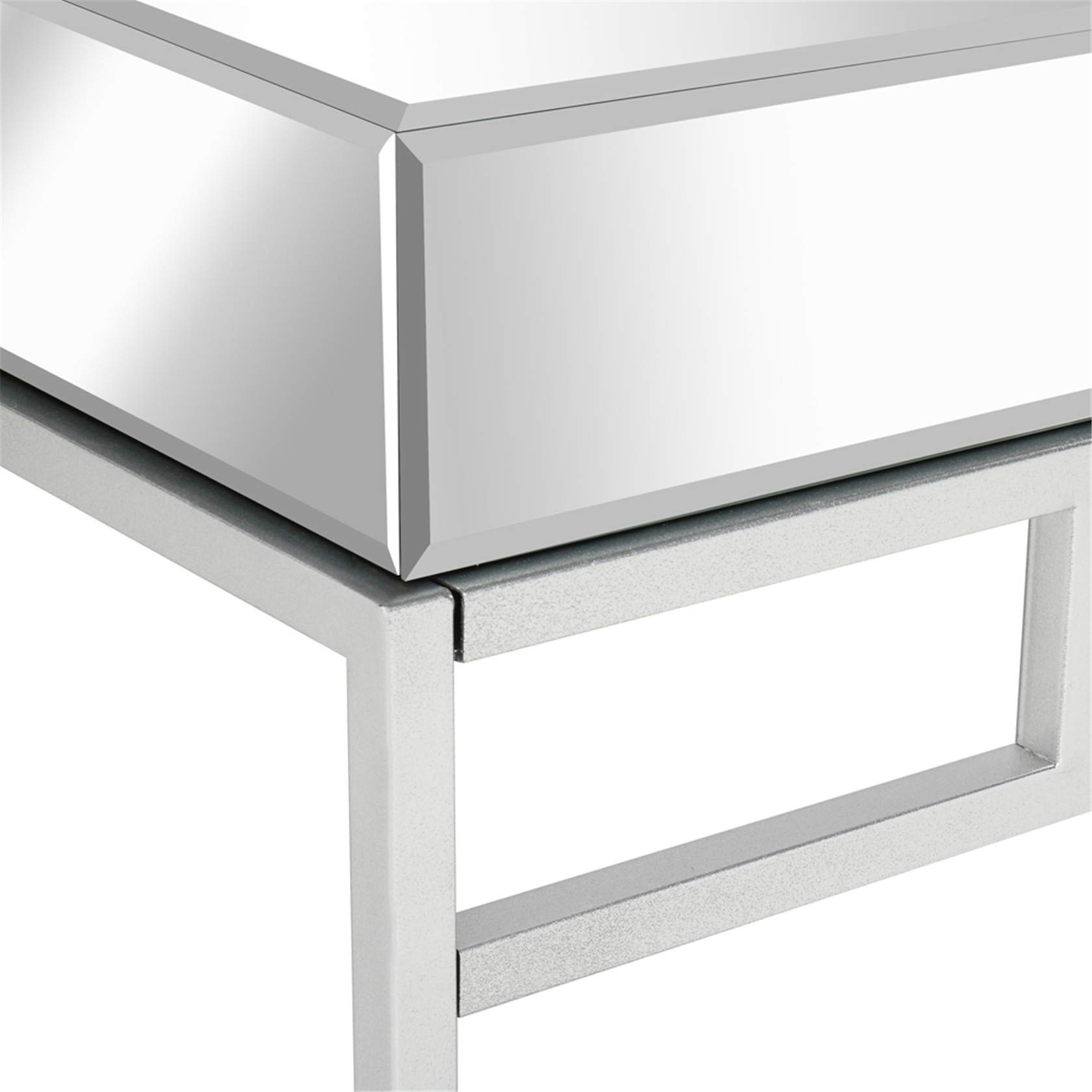 Mirrored Vanity Table with 2 Drawers - Modern Makeup Dressing Desk & Home Office Writing Table, Silver Finish | Perfect for Bedroom, Living Room, Entryway & Hallway Decor | Space-Saving Console & Sofa Side Table for Daily Use
