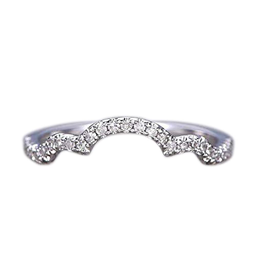 0.50 Carat Diamond Wedding Band - 18k Gold Plated Curved Anniversary Ring for Women - Perfect for Bridal, Engagement & Special Occasions