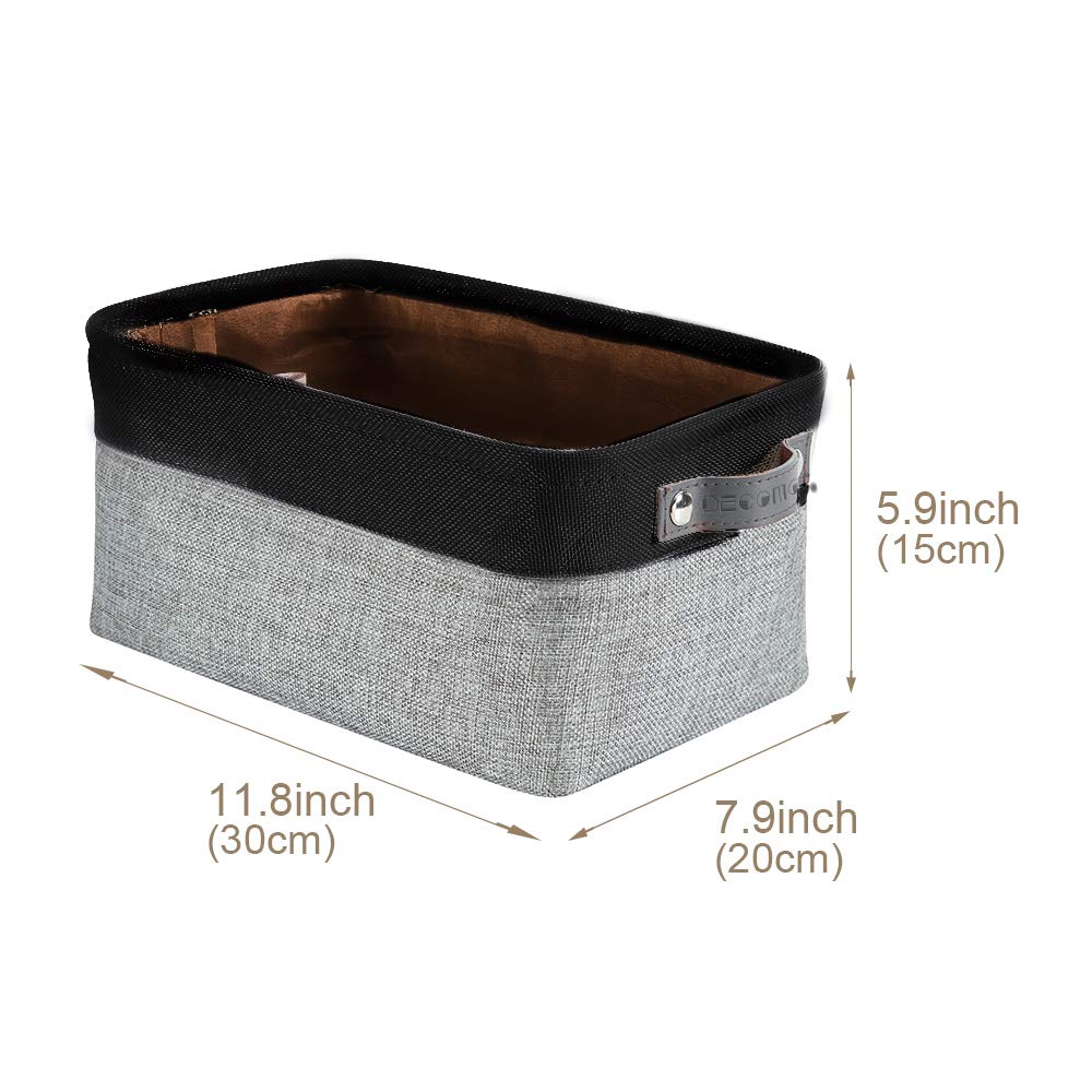 DECOMOMO Small Storage Baskets 6-Pack - Grey & Black Closet Organizer Bins for Shelves, Bathroom, Kids Room & Office Organization - Space Saving Home Storage Solutions