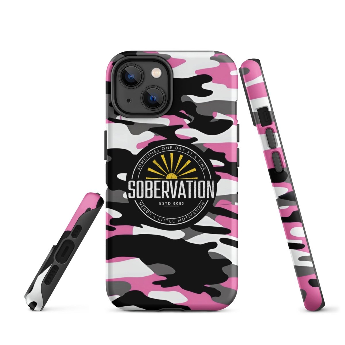 Sobervation Pink Camo Samsung Phone Case - Protective Cover for Samsung Galaxy [Model] | Durable Shockproof Design for Sober Lifestyle & Recovery Support | Perfect for Daily Use, Meetings, and Outdoor Activities