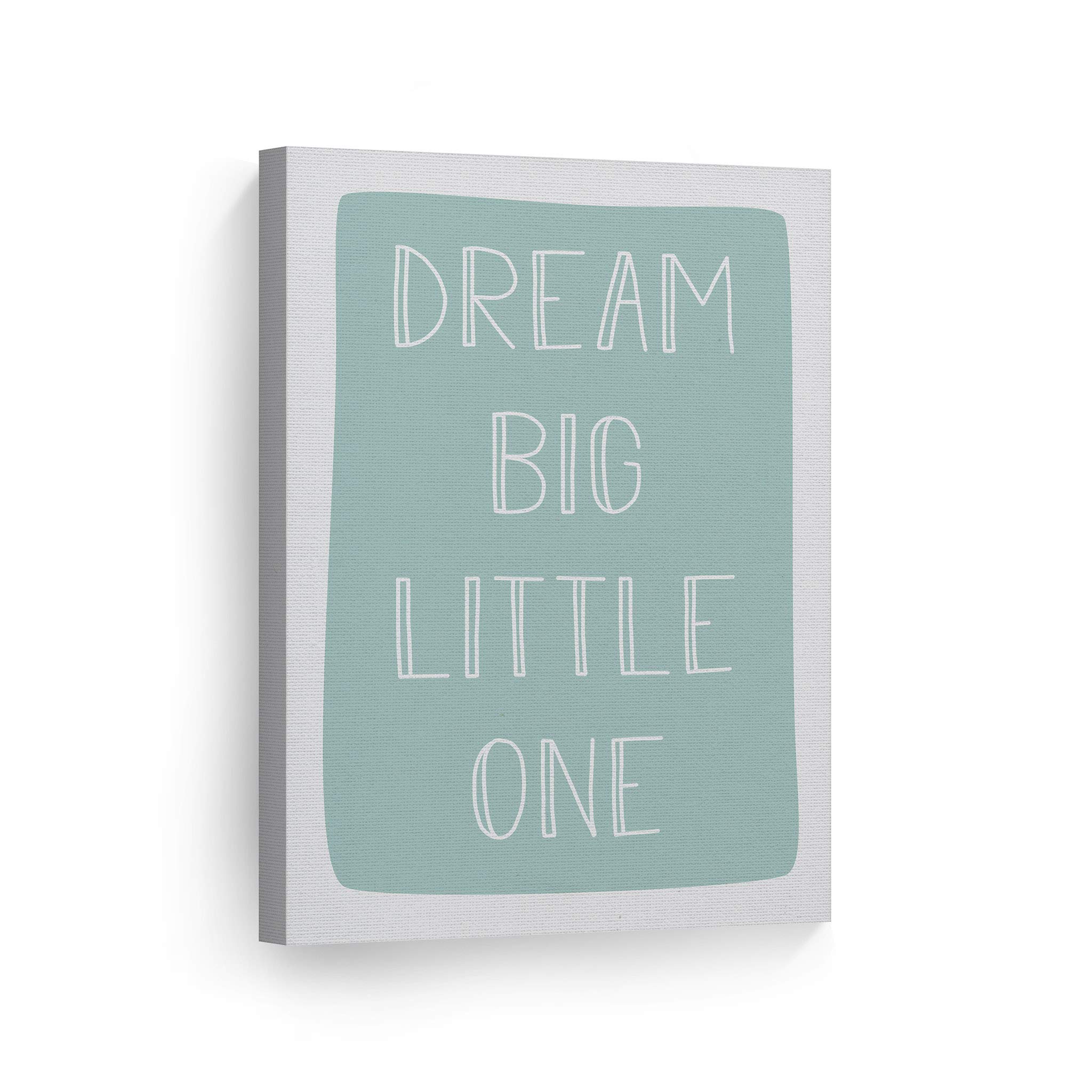 Dream Big Little One Lettering Turquoise Canvas Print - 40x30 Inch Nursery Wall Art for Baby & Kids Room Decor | Made in USA | Perfect for Birthday Gifts & Nursery Themes