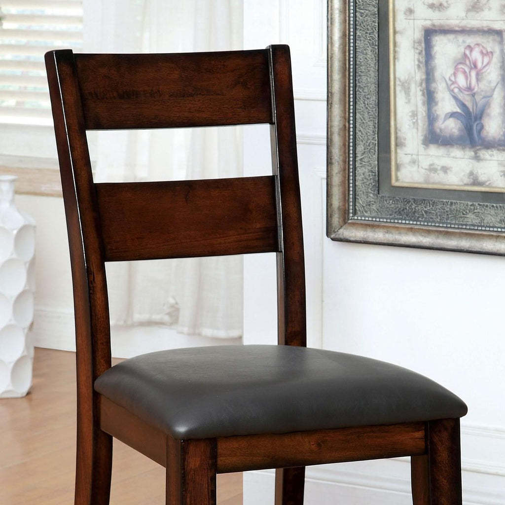 Dark Cherry Finish Solid Wood Transitional Style Kitchen Dining Chairs Set of 2 - Bold & Sturdy Design with Padded Leatherette Seats - Perfect for Dining Room, Kitchen Island, or Breakfast Nook