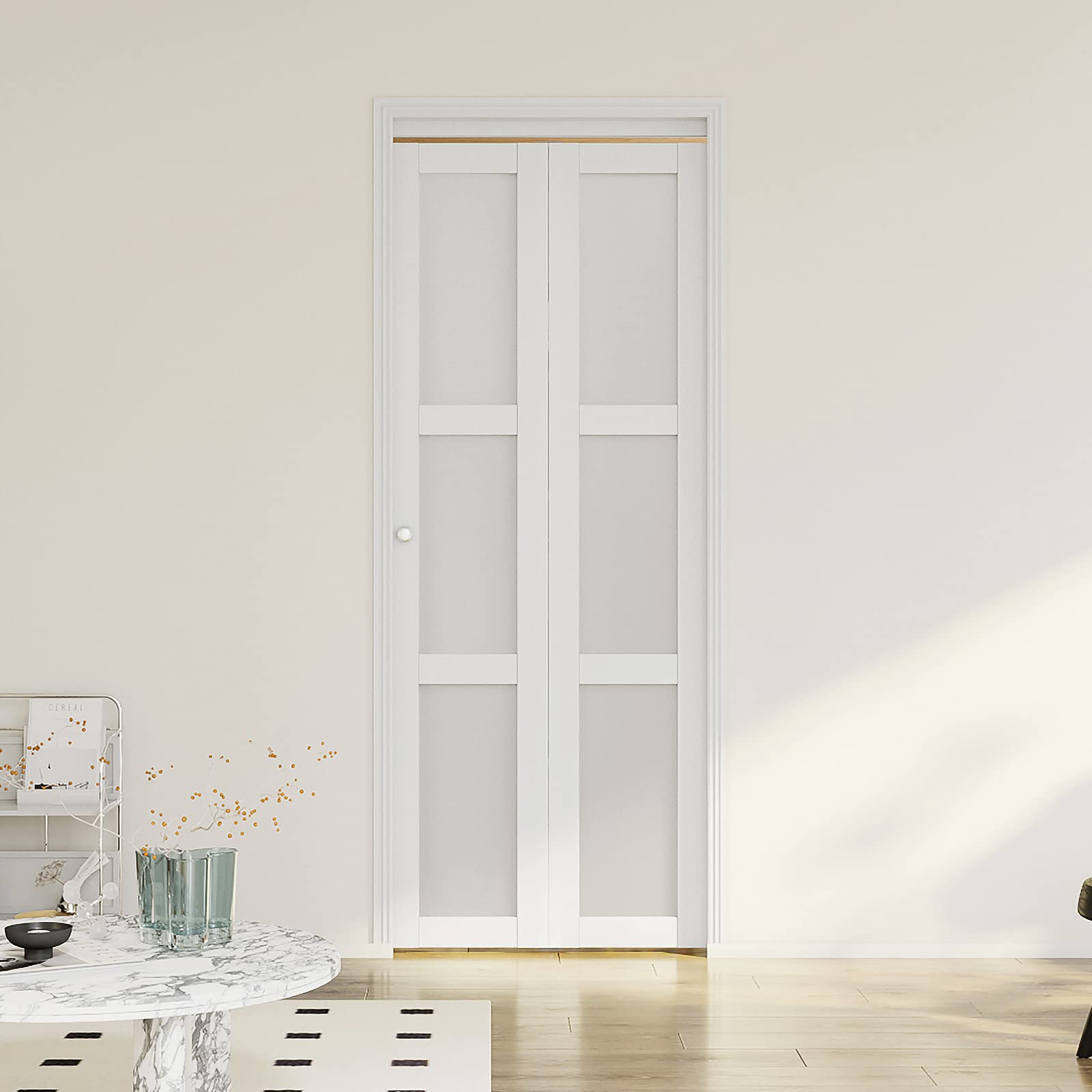 3 Panel Frosted Glass Bi-Fold Closet Door for 30