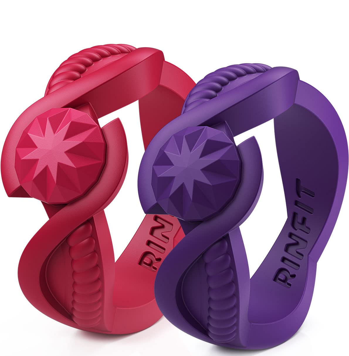 Rinfit Silicone Wedding Bands for Women - Elegant Bridal & Promise Rings - Comfortable Rubber Rings for Sports, Yoga & Active Lifestyle - Round & Pear Diamond Design Collections - Perfect for Daily Wear, Gym, Swimming & Outdoor Activities