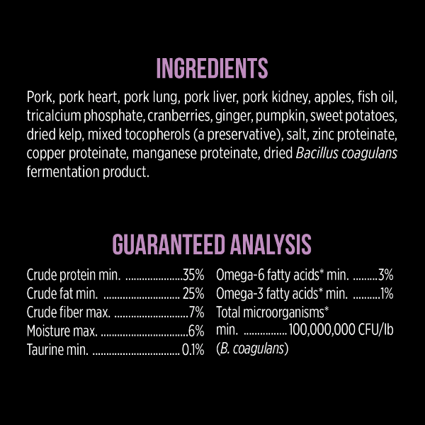 Nutrience SubZero Freeze Dried Raw Pork & Apple Dog Food - High Protein Grain-Free Dog Treats for Training & Outdoor Adventures