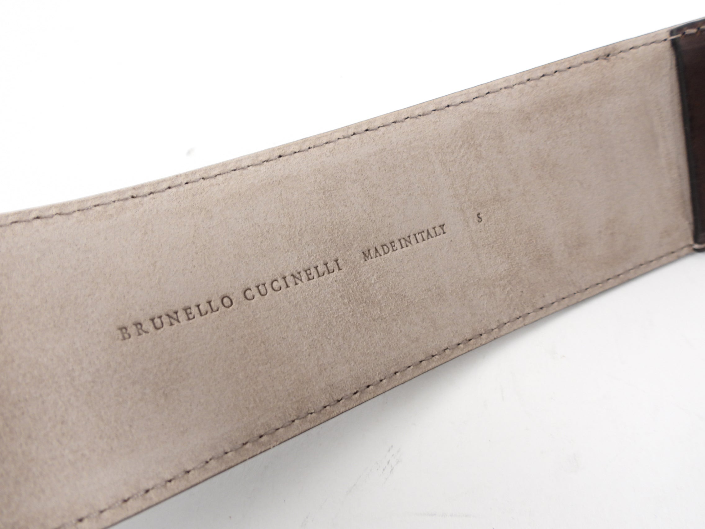 Brunello Cucinelli Genuine Leather Wide Brown Belt for Men - Extra Long End - Size S/M - Perfect for Business Casual & Formal Outfits