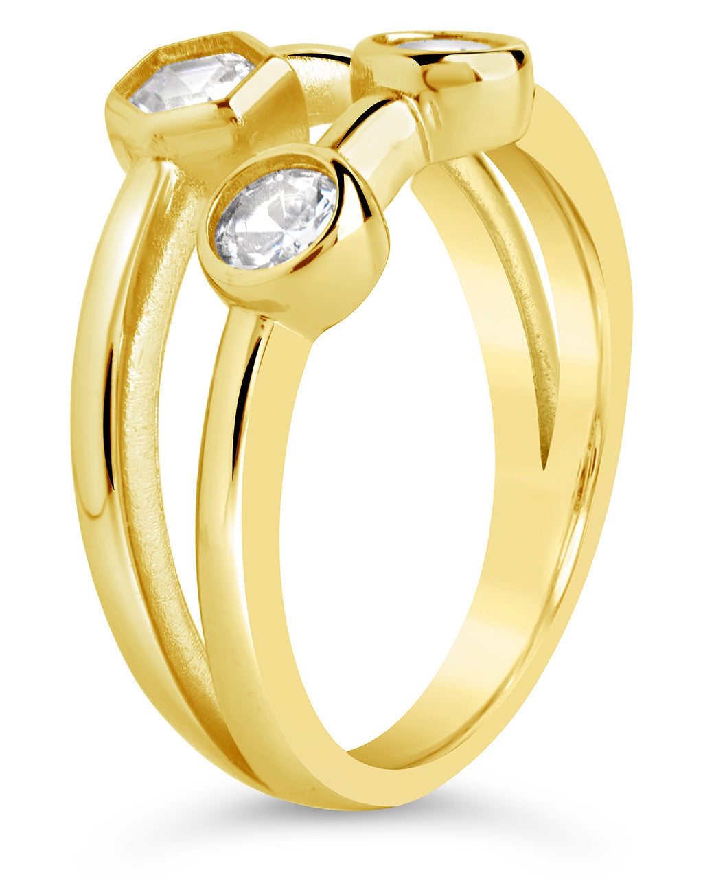 Lou Triple CZ Ring for Women - Elegant Cubic Zirconia Fashion Jewelry - Perfect for Parties, Weddings & Everyday Wear