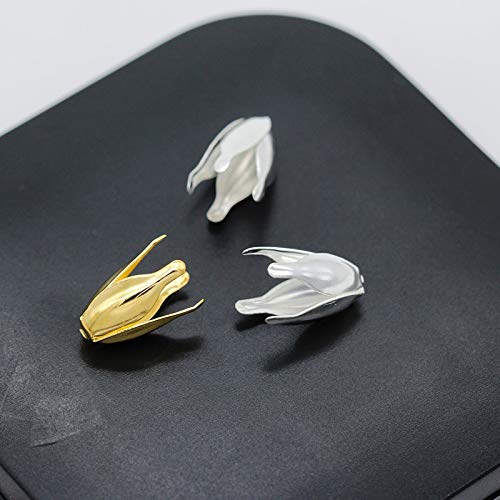 Xucus 100pcs 13mm Silver Gold Plated Flower Petal Spacer Beads & End Caps for Jewelry Making, DIY Beading, Necklace, Bracelet Crafting - Random Mixed Colors - Perfect for Handmade Jewelry, Scrapbooking & Gift Making